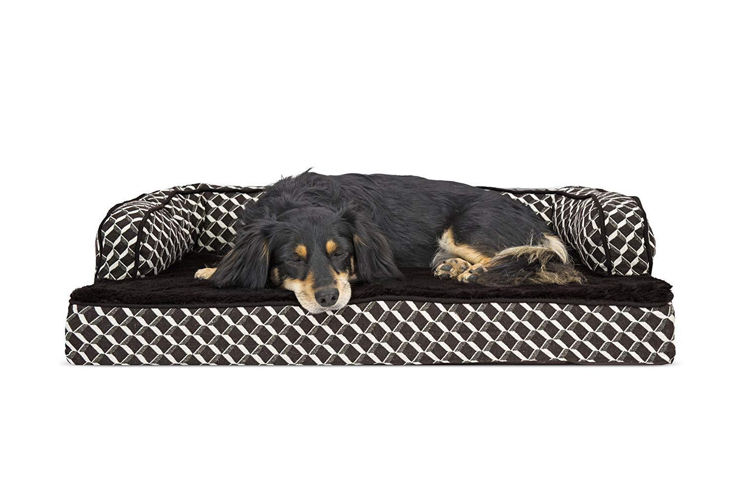 FurHaven Plush & Diamond Décor Comfy Couch Pet Bed