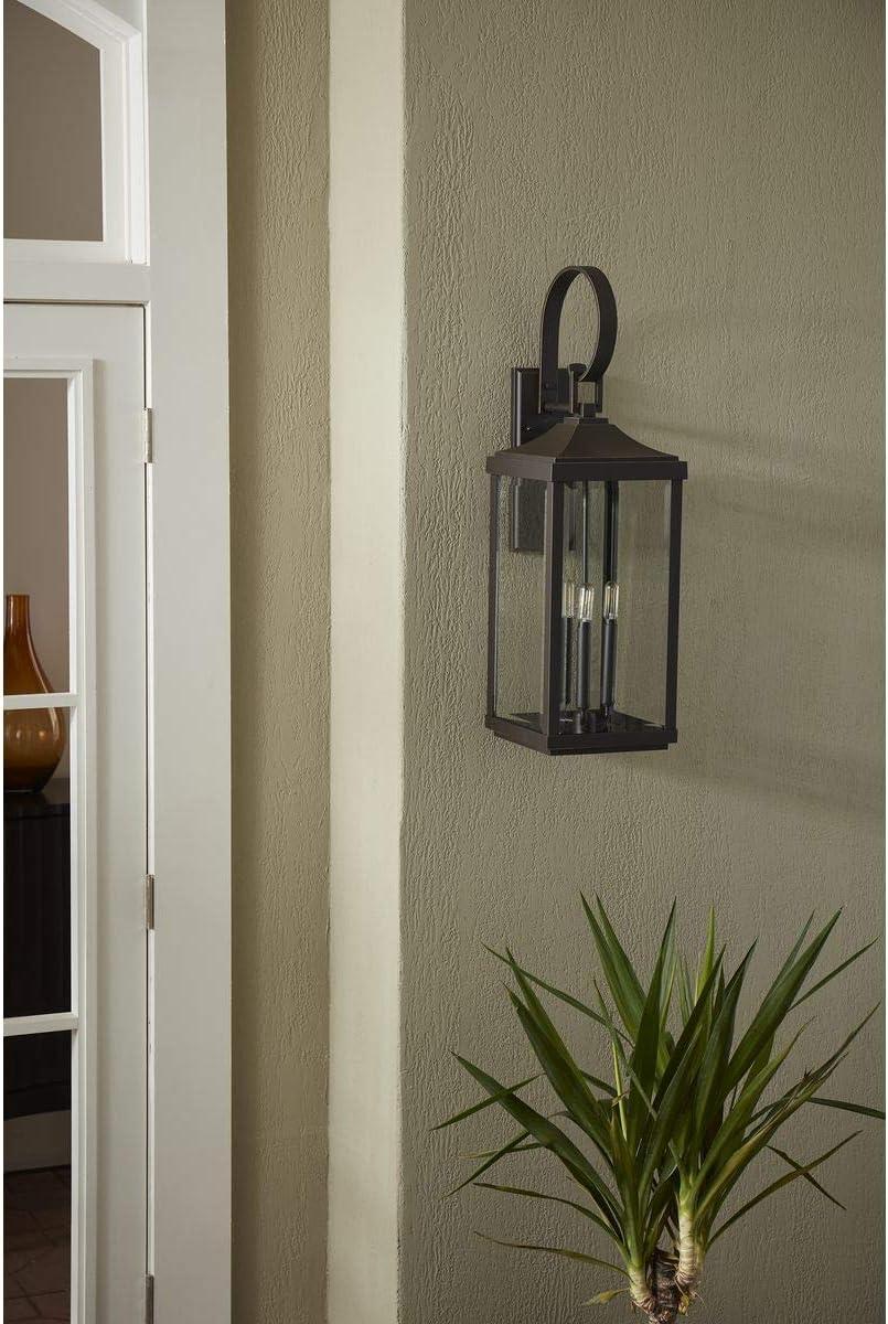 Progress Lighting Gibbes Street 3-Light Wall Lantern in Antique Bronze with Clear Beveled Glass Shade