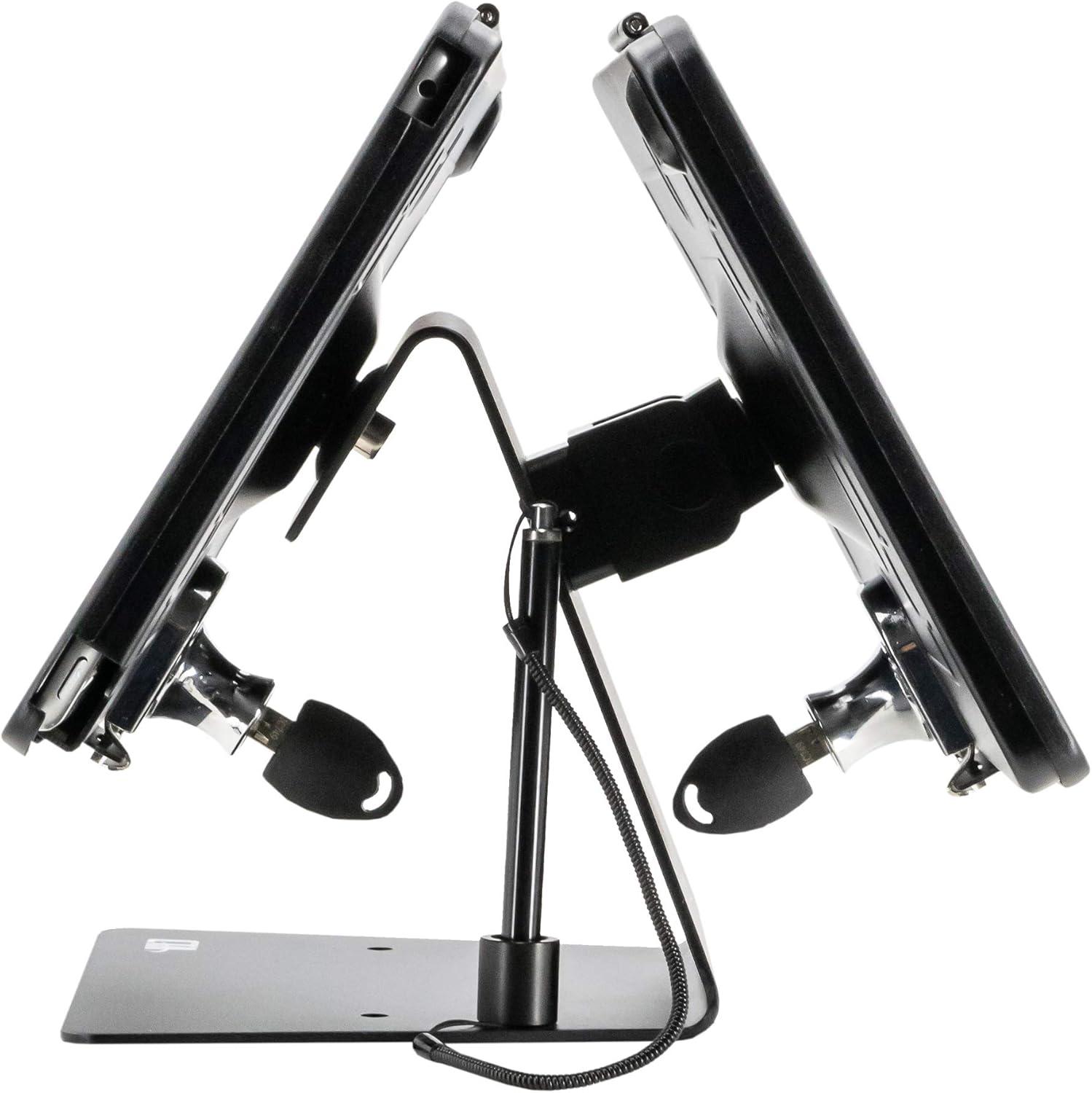 Black Dual Tablet Kiosk Stand with Lockable Enclosures