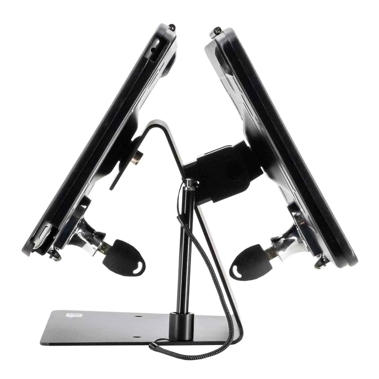 Black Dual Tablet Kiosk Stand with Lockable Enclosures