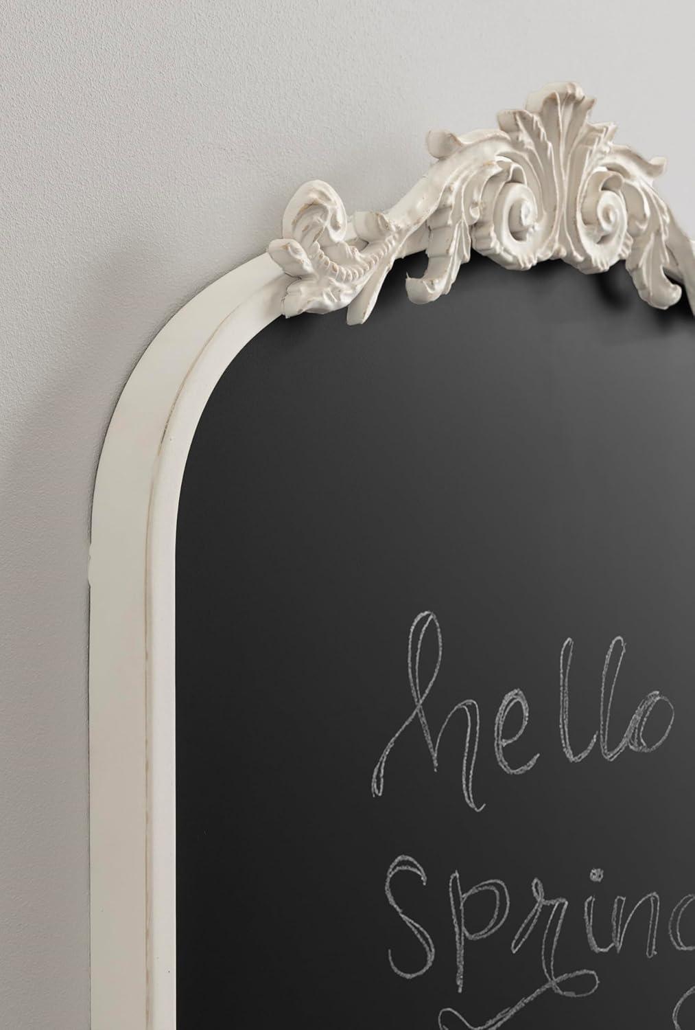Kate and Laurel Arendahl Decorative Vintage Arch Chalkboard, 19 x 31, White, Framed Arched Ornate Magnetic Chalkboard for Bedroom Organization or Entryway Decor