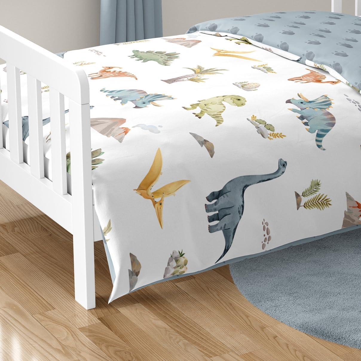 Sweet Jojo Designs Watercolor Dinosaur Dino 5 Piece Toddler Bedding Set (Set of 5)