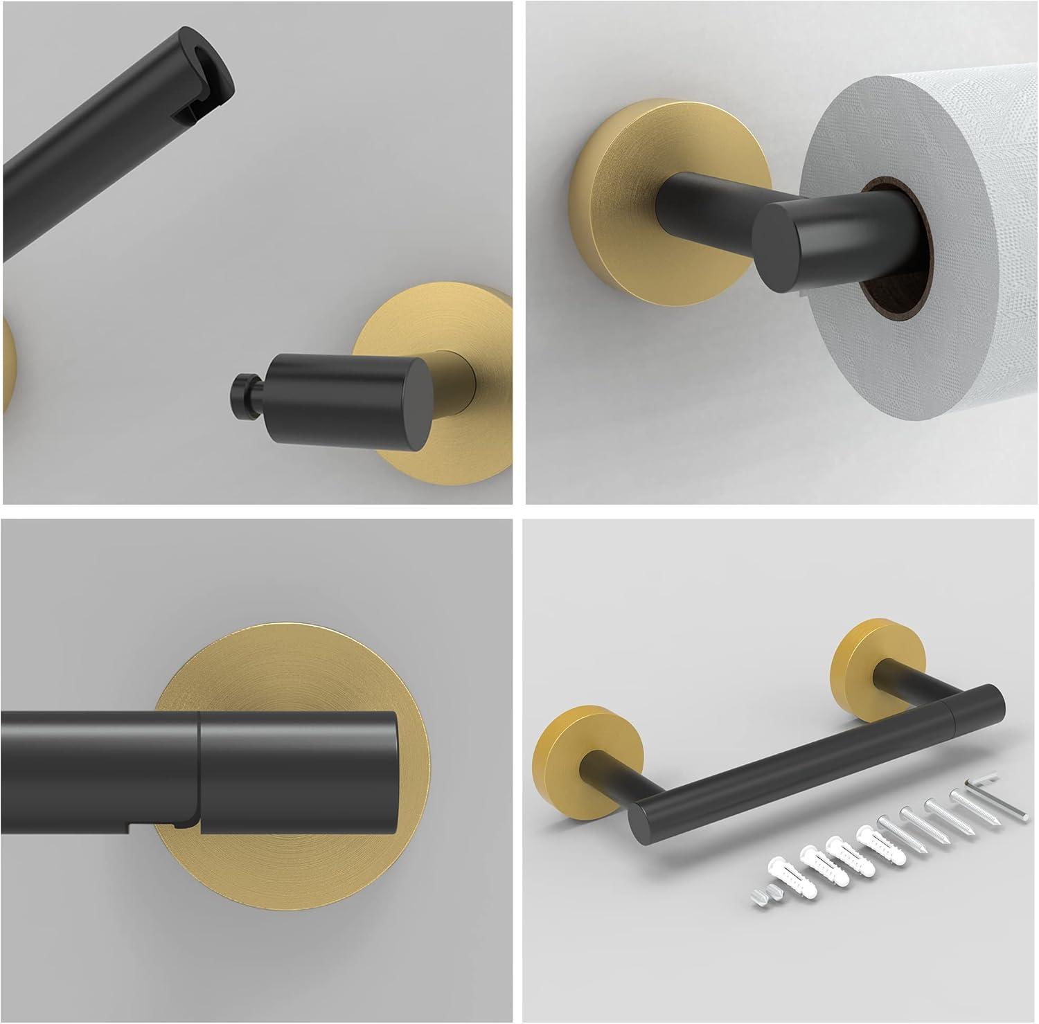 LANFENG Matte Black Double Post Pivoting Wall Mounted Stainless Steel Toilet Paper Holder for Bathroom RV  by RARXTR