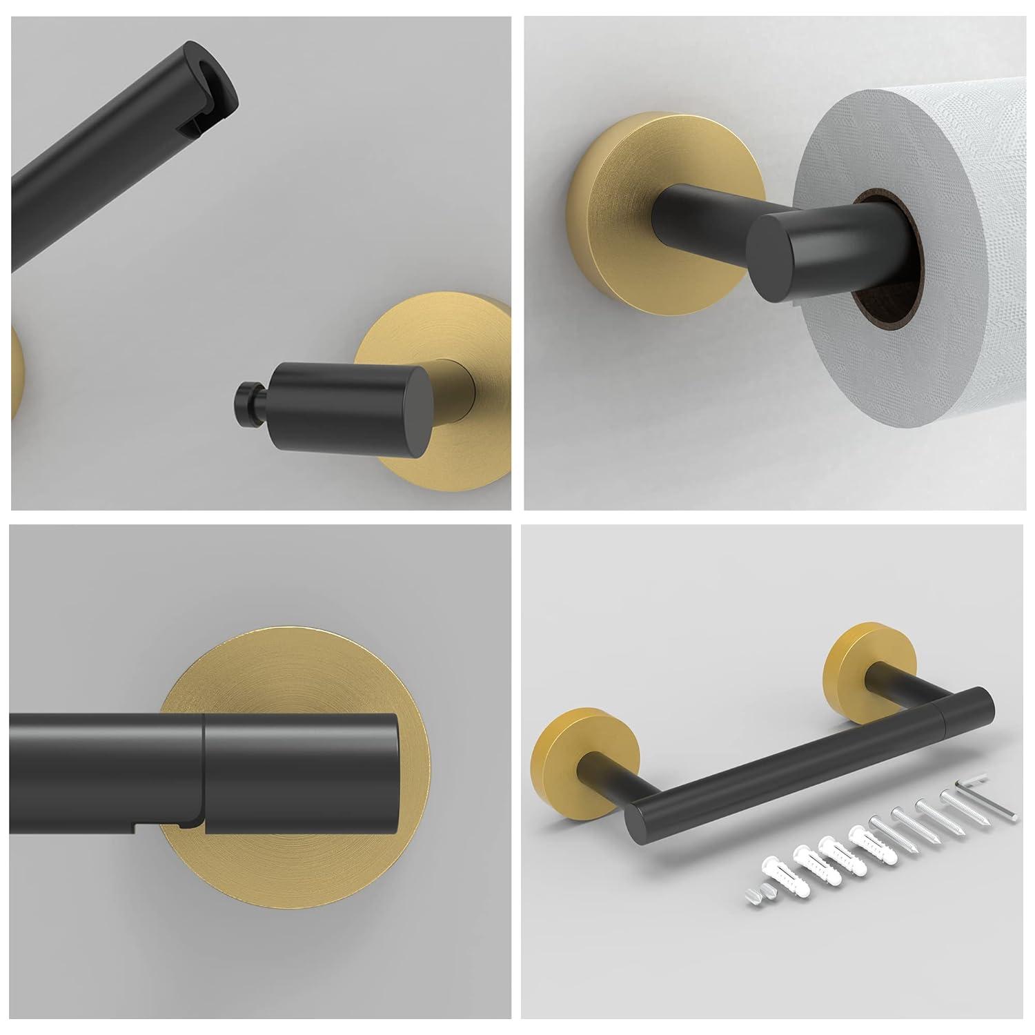 LANFENG Matte Black Double Post Pivoting Wall Mounted Stainless Steel Toilet Paper Holder for Bathroom RV  by RARXTR