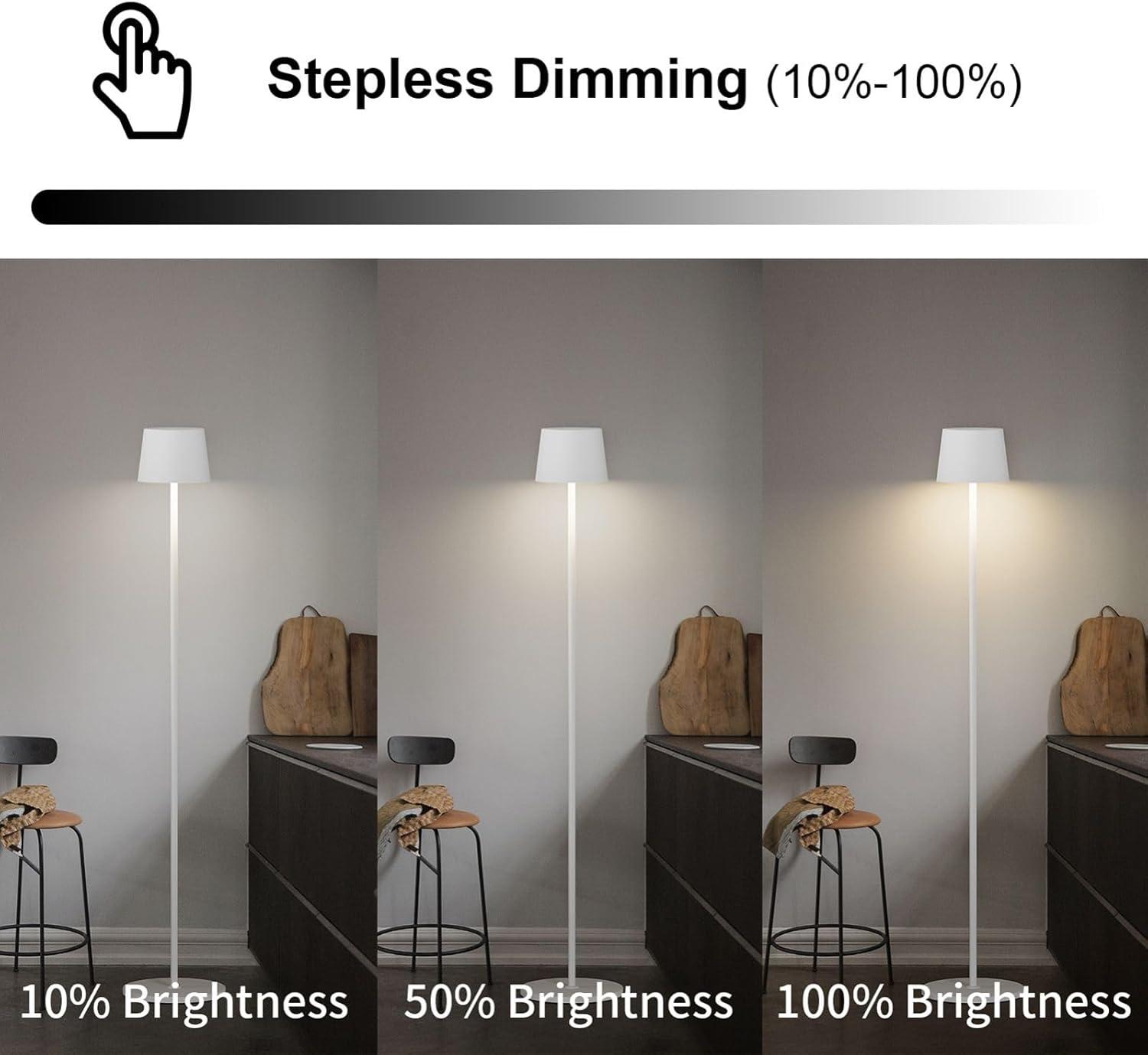 Cordless Floor Lamp, 7000mAh Battery Operated Floor Lamp, IP54 Waterproof Outdoor Modern Black Standing Lamp Rechargeable, Adjustable Height Floor Lamp for Outdoor/Indoor/Patio(Black)
