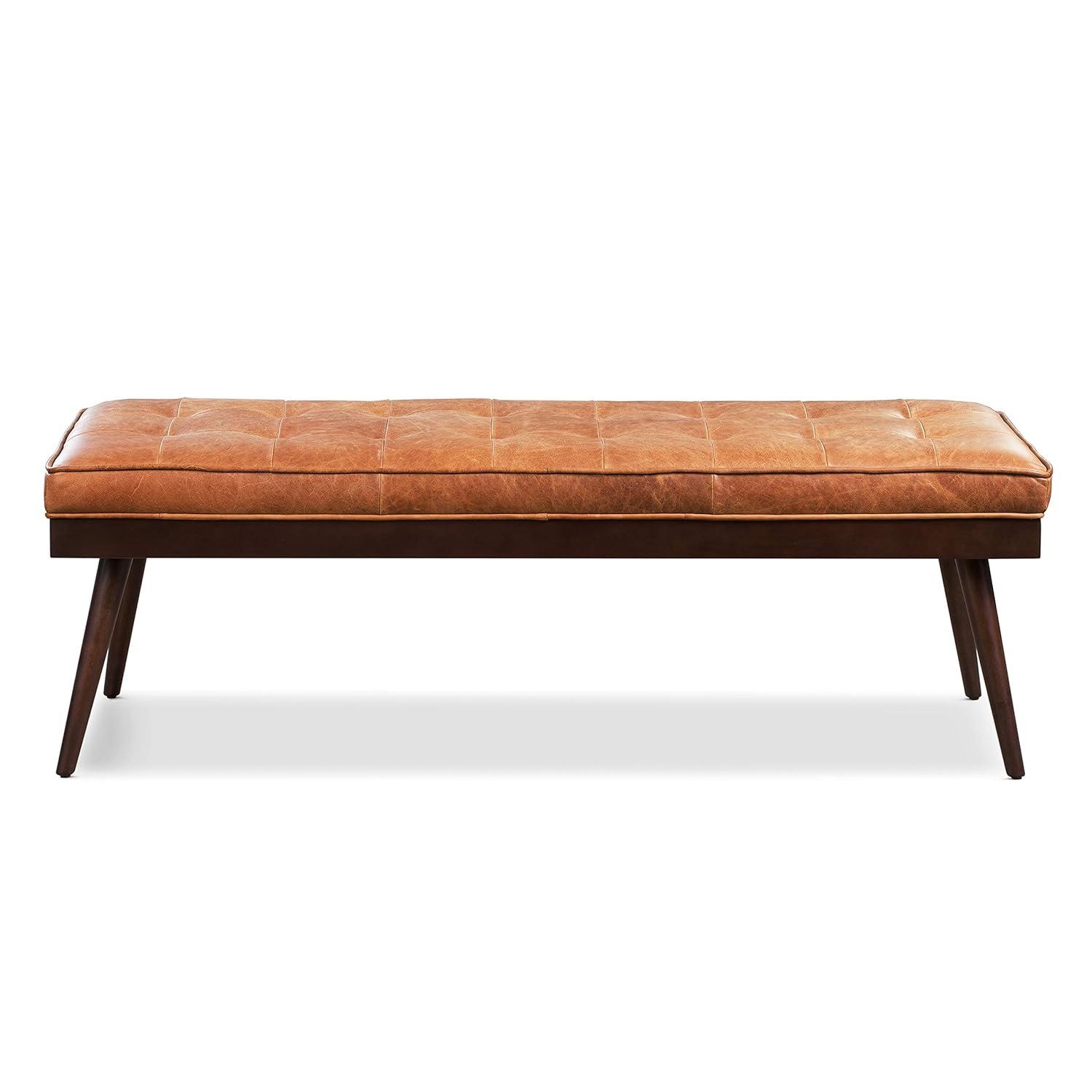 Athan Full-Grain Italian Genuine Leather Bench