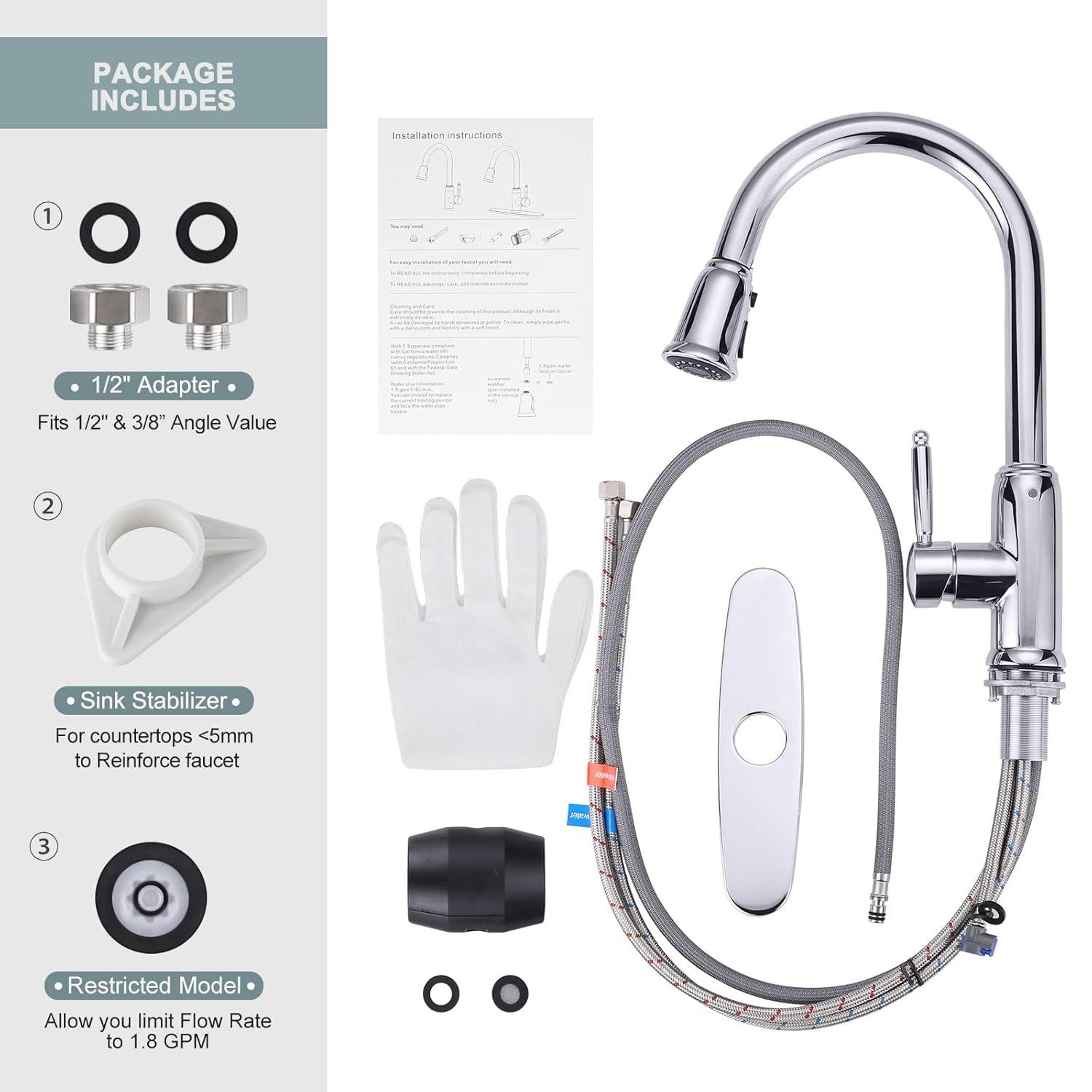 WOWOW WOWOW Pull Down Kitchen Faucet with Soap Dispenser 2310101C-S