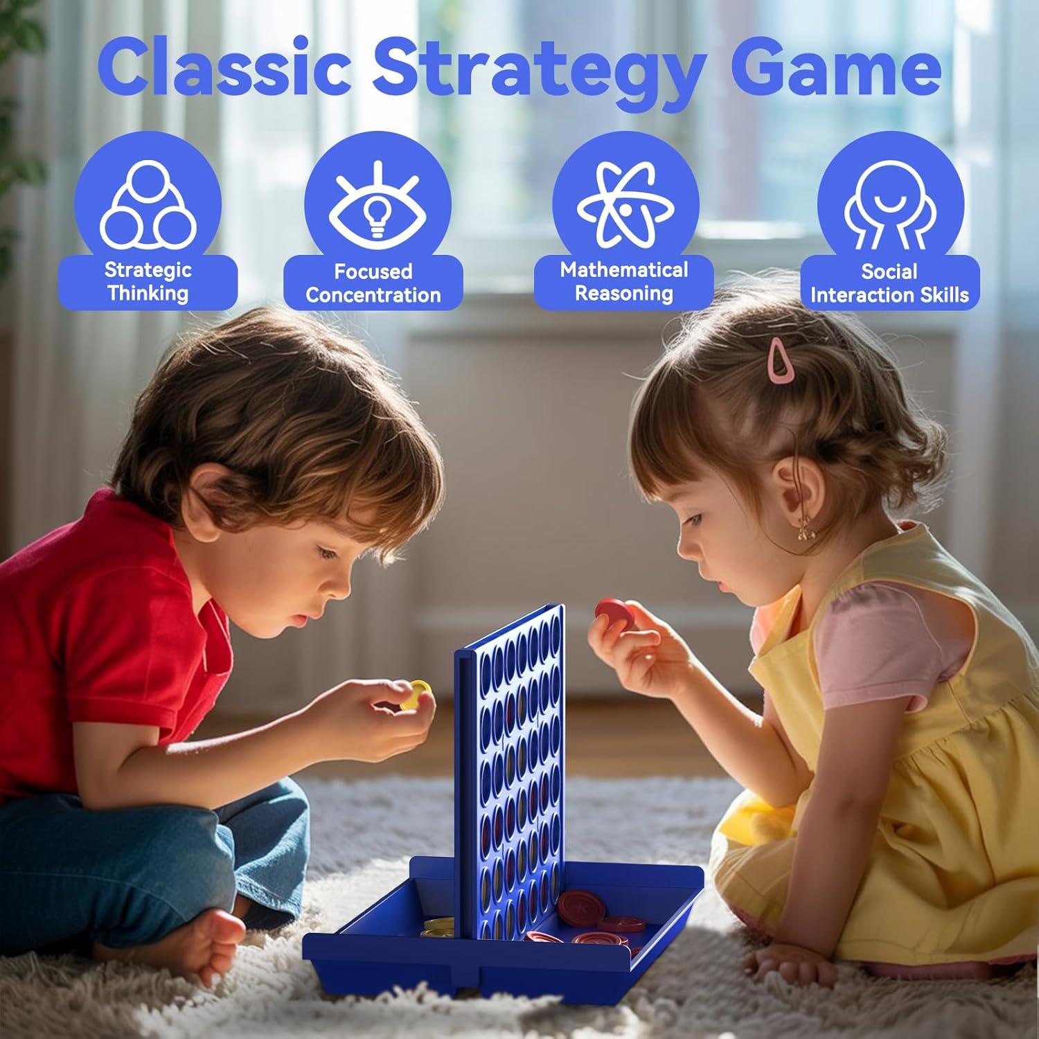 FNNMNNR Four in a Row Line Up 4 Gaming Fun Set  Travel Portable Convenient Size  Classic Fun Educational Family Games