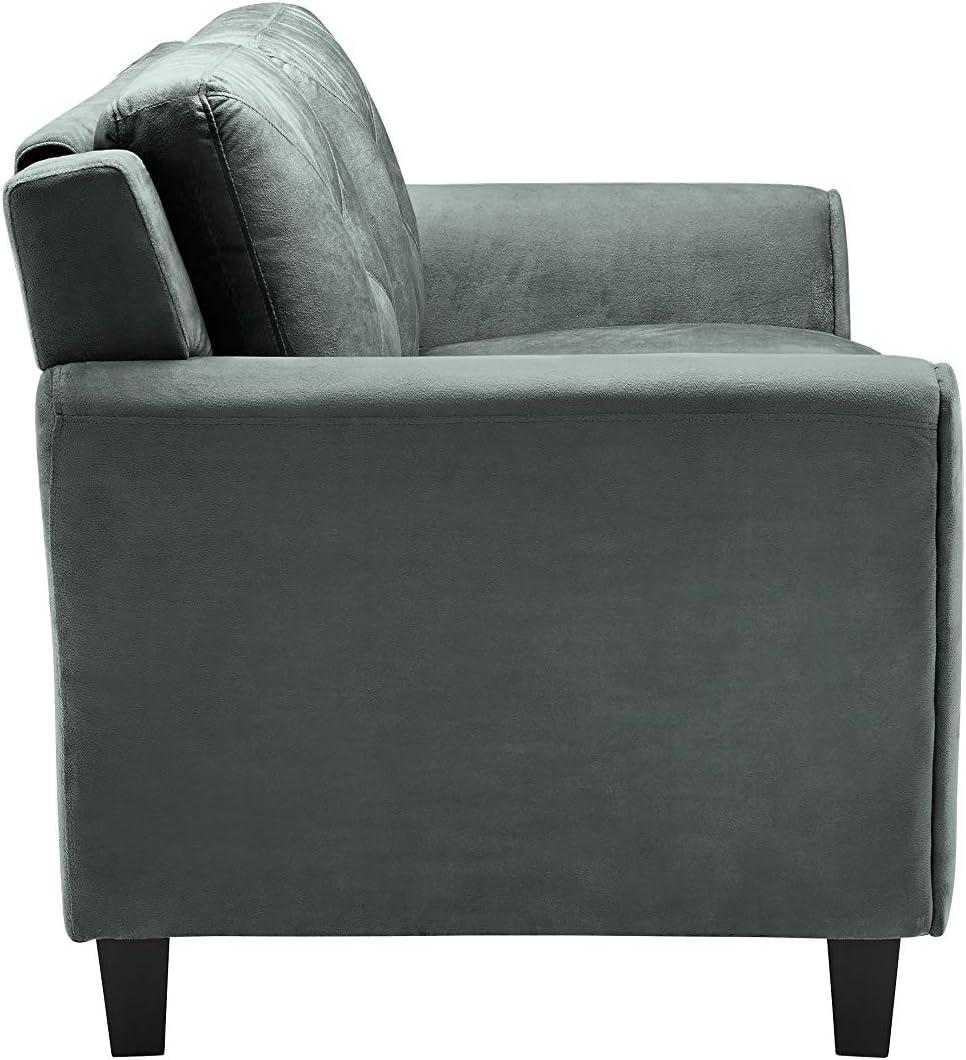 Harvard 58" Dark Gray Microfiber Loveseat with Flared Arms