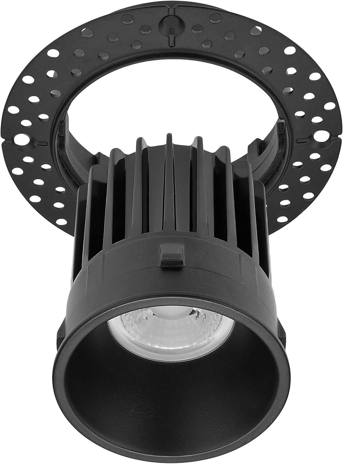 Maxxima 2 in. Trimless Slim Round Recessed Anti-Glare LED Downlight, Black, Canless IC Rated, 600 Lumens, 5 CCT 2700K-5000K