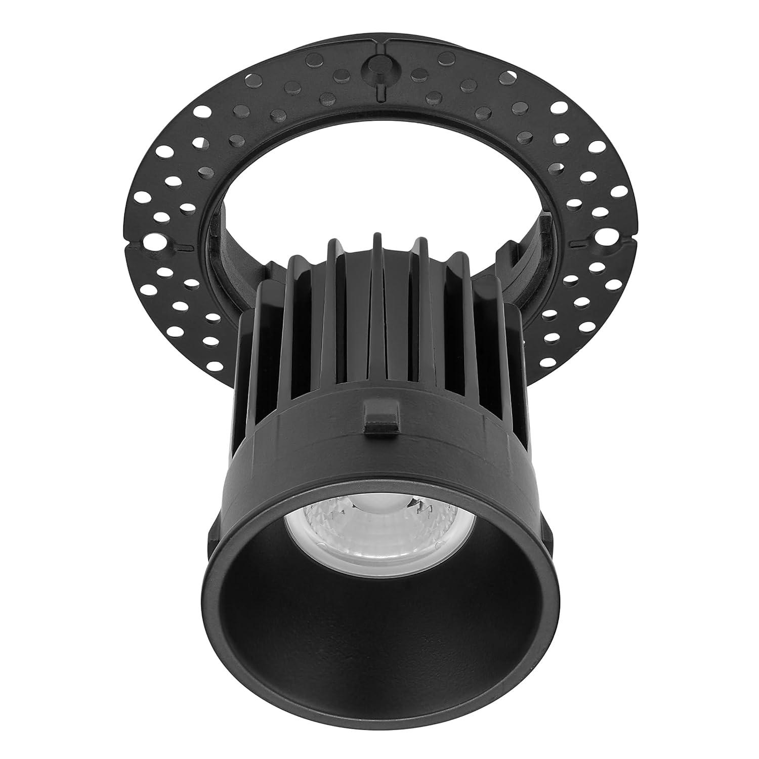 Maxxima 2 in. Trimless Slim Round Recessed Anti-Glare LED Downlight, Black, Canless IC Rated, 600 Lumens, 5 CCT 2700K-5000K