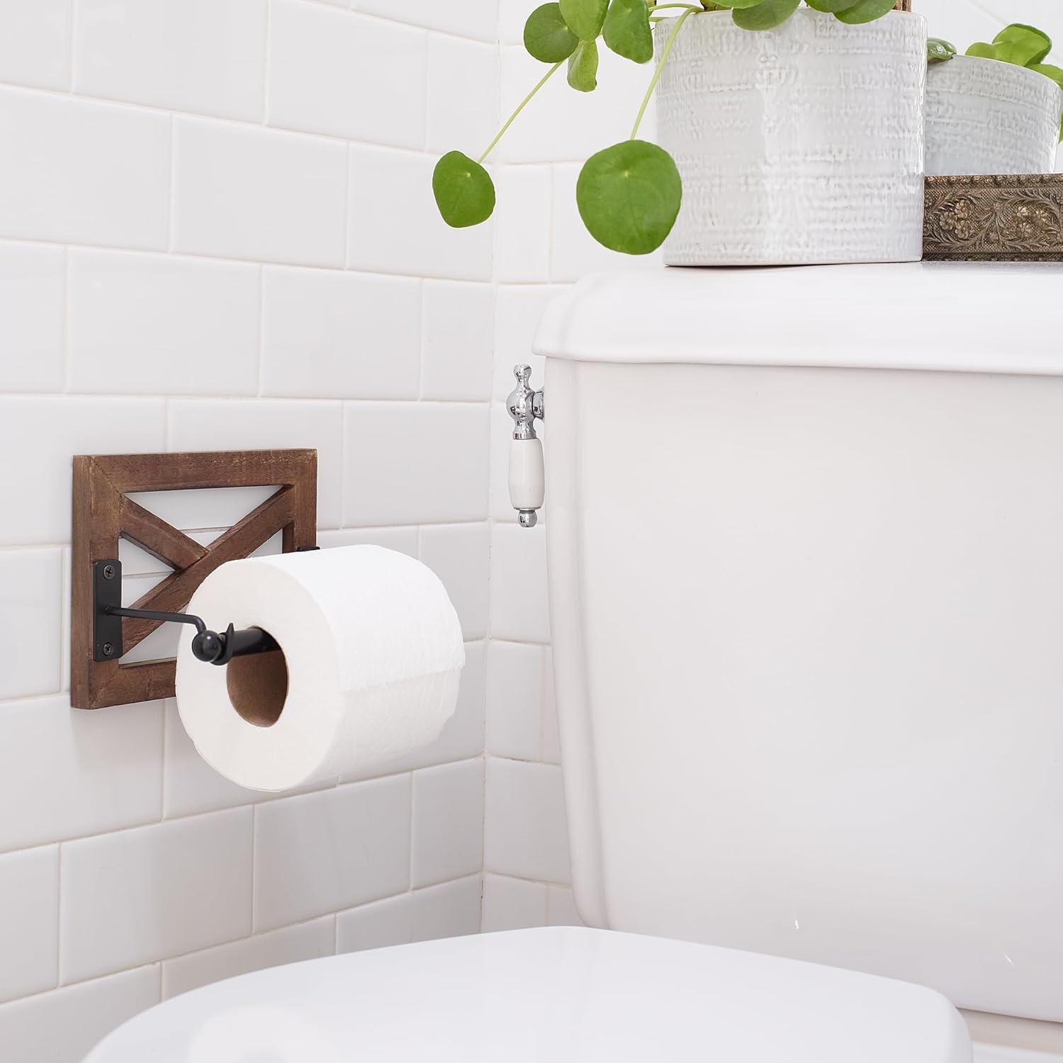 Wall Mount Farmhouse Toilet Paper Holder - Shiplap Accent