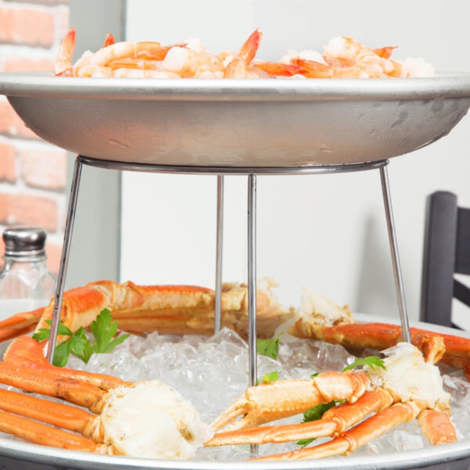 Two Tier Seafood Tower Set with Small Aluminum Trays and Stand