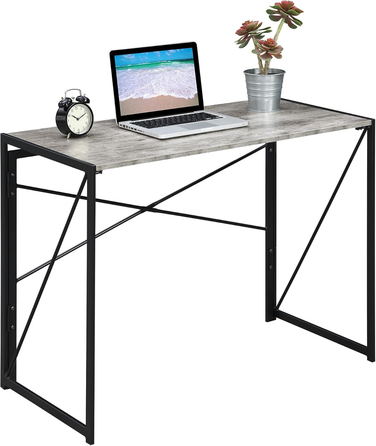 Convenience Concepts 29.50 inches Tall Xtra Folding Desk, Faux Birch/Black, All ages