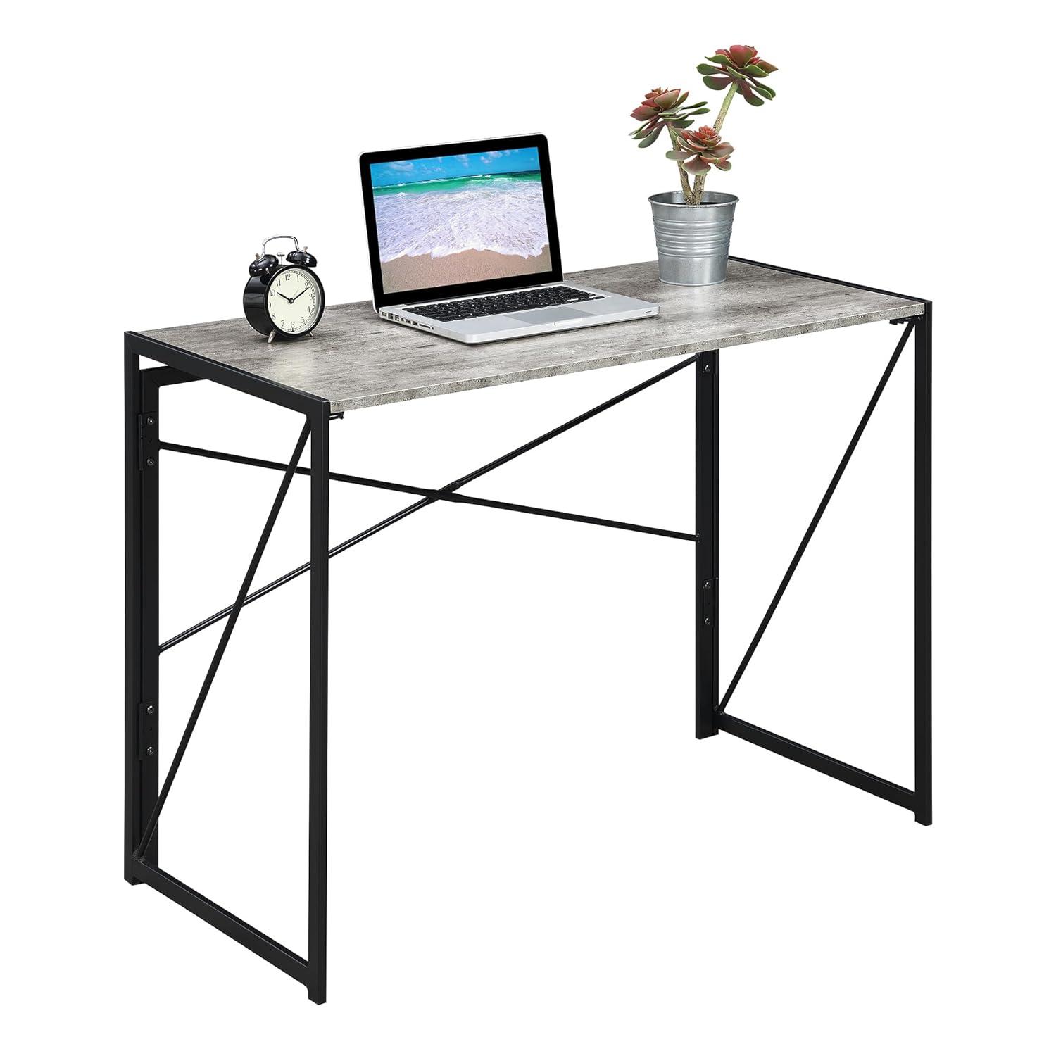 Convenience Concepts 29.50 inches Tall Xtra Folding Desk, Faux Birch/Black, All ages