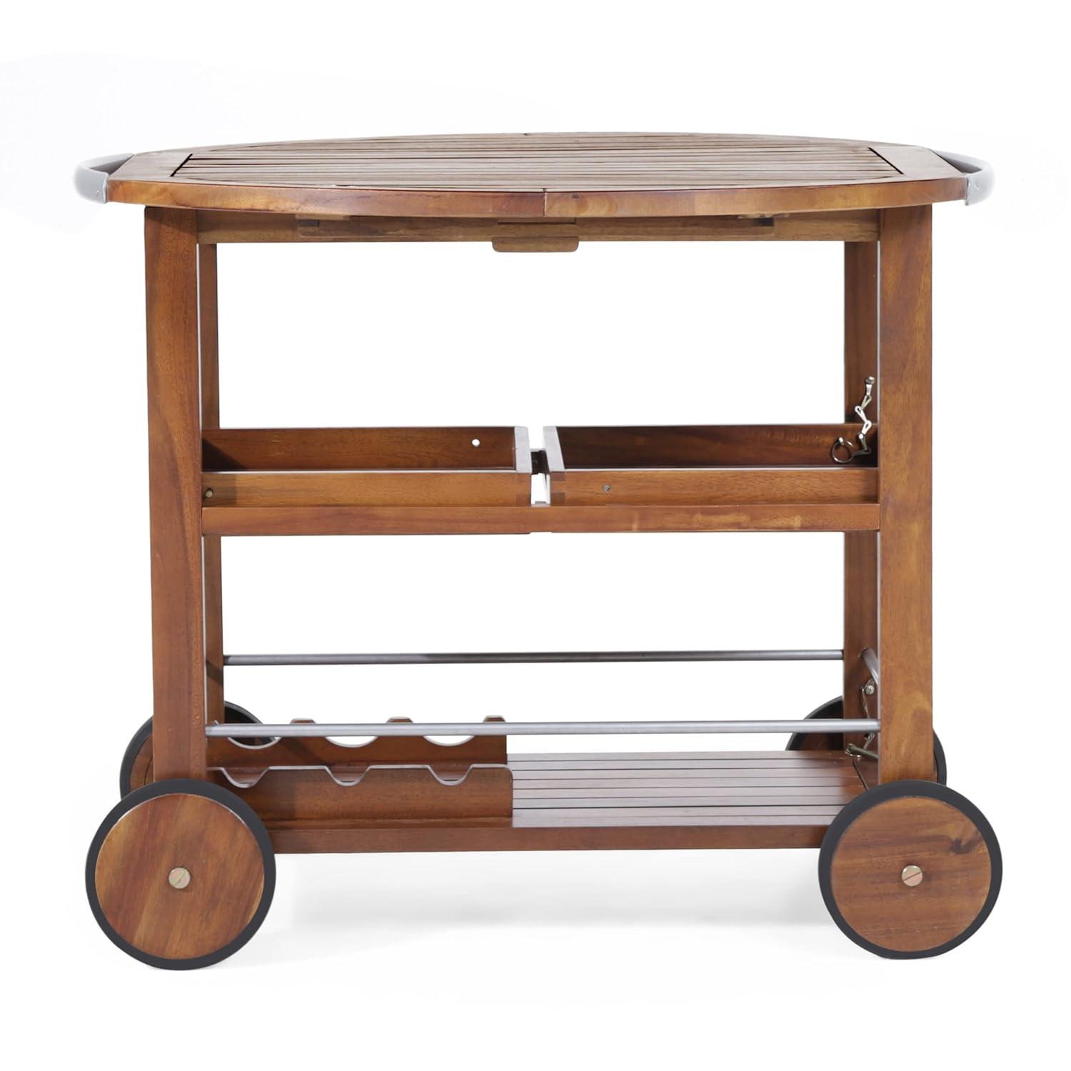 Cynthia Farmhouse Wooden Bar Cart Dark Oak Brown - Christopher Knight Home