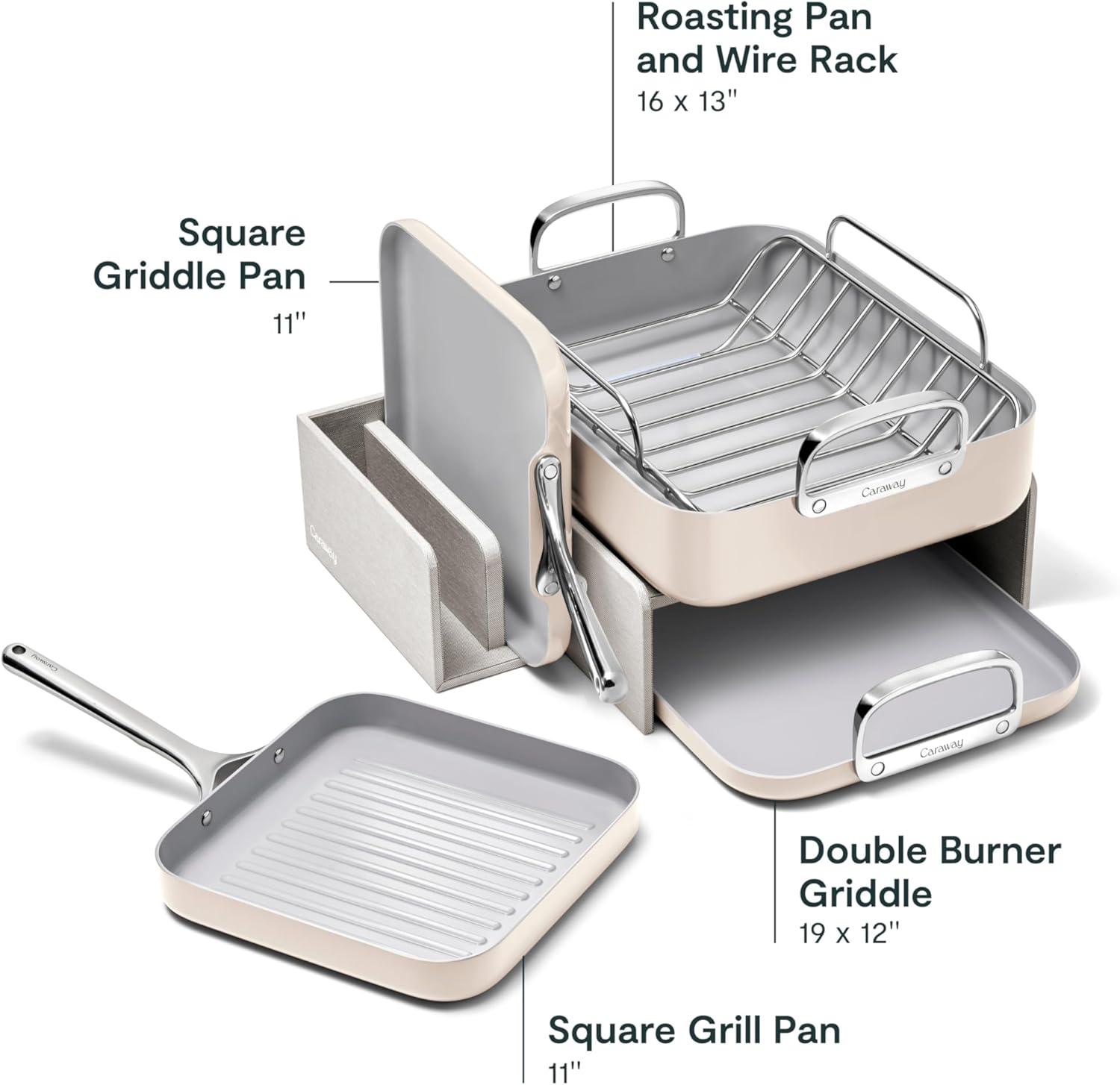 Cream Stainless Steel Non-Stick Square Cookware Set