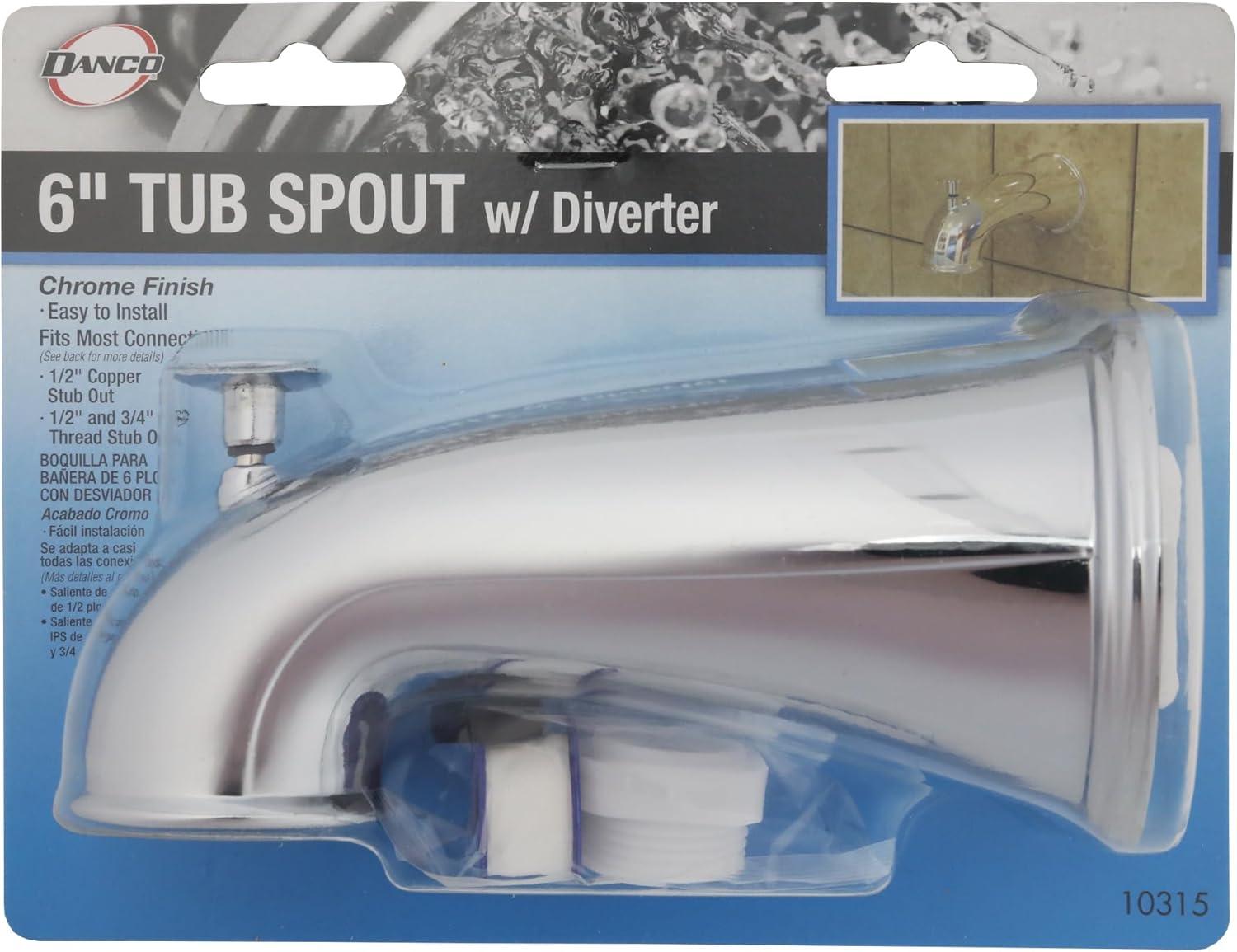 Danco 6 in. Decorative Tub Spout with Pull Up Diverter in Chrome (10315)