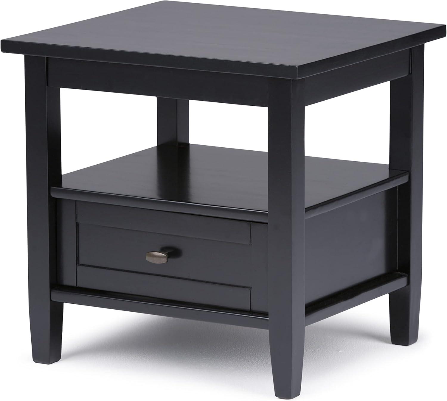 Warm Shaker 20" Black Solid Wood End Table with Storage