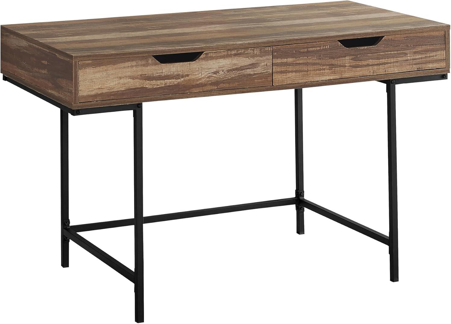 Monarch Specialties Computer Desk Home Office Laptop Storage Drawers 48InchL Work Metal Laminate Black Marble Look Contemporary Modern