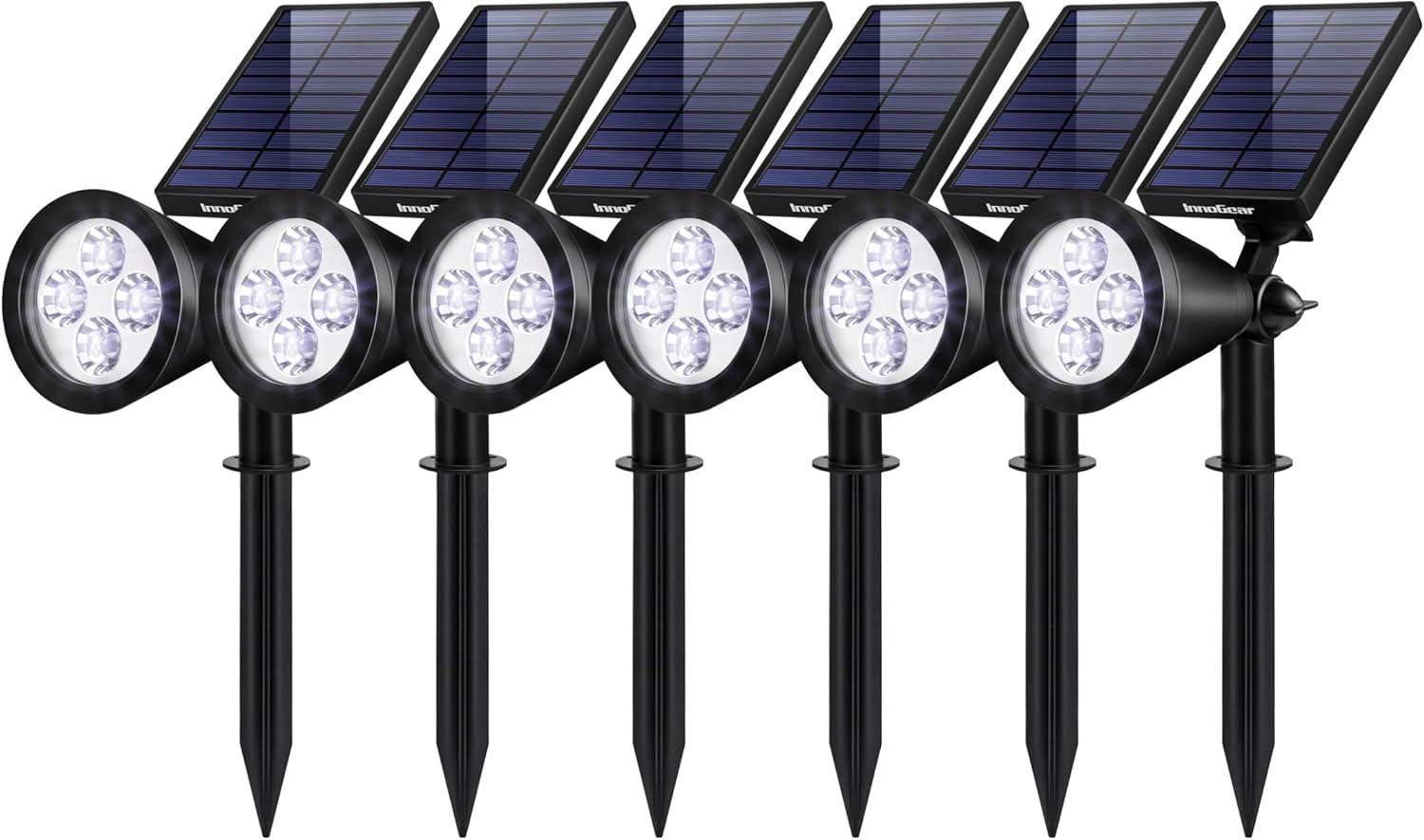 Solar Lights for Outside, Solar Lights Outdoor Waterproof Solar Garden Yard Spot Lights Spotlight Pathway Landscape Lighting Wall Light Auto On/Off, Warm White Light - Pack of 4