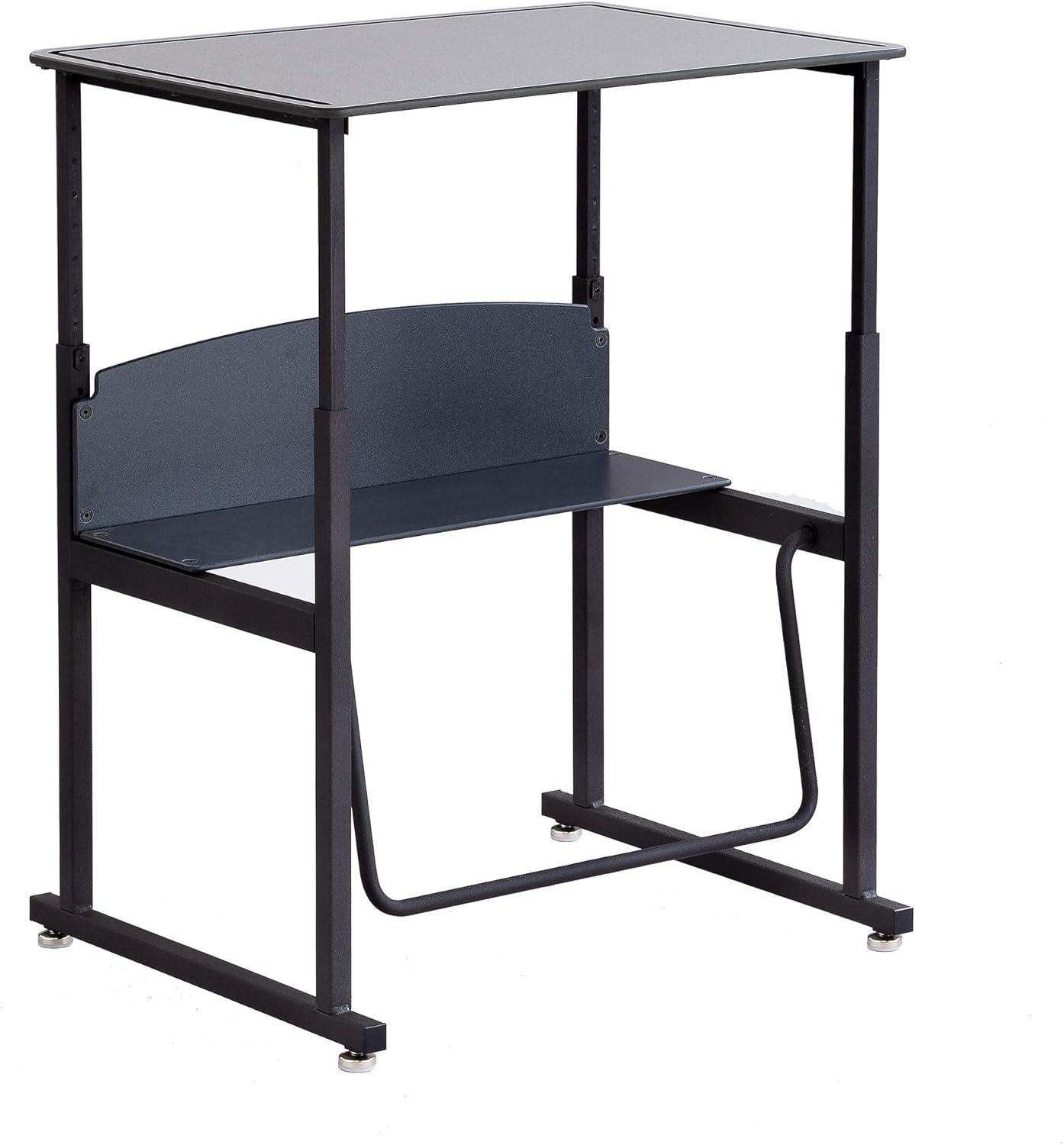 Adjustable Black Steel Standing Desk with Shelf