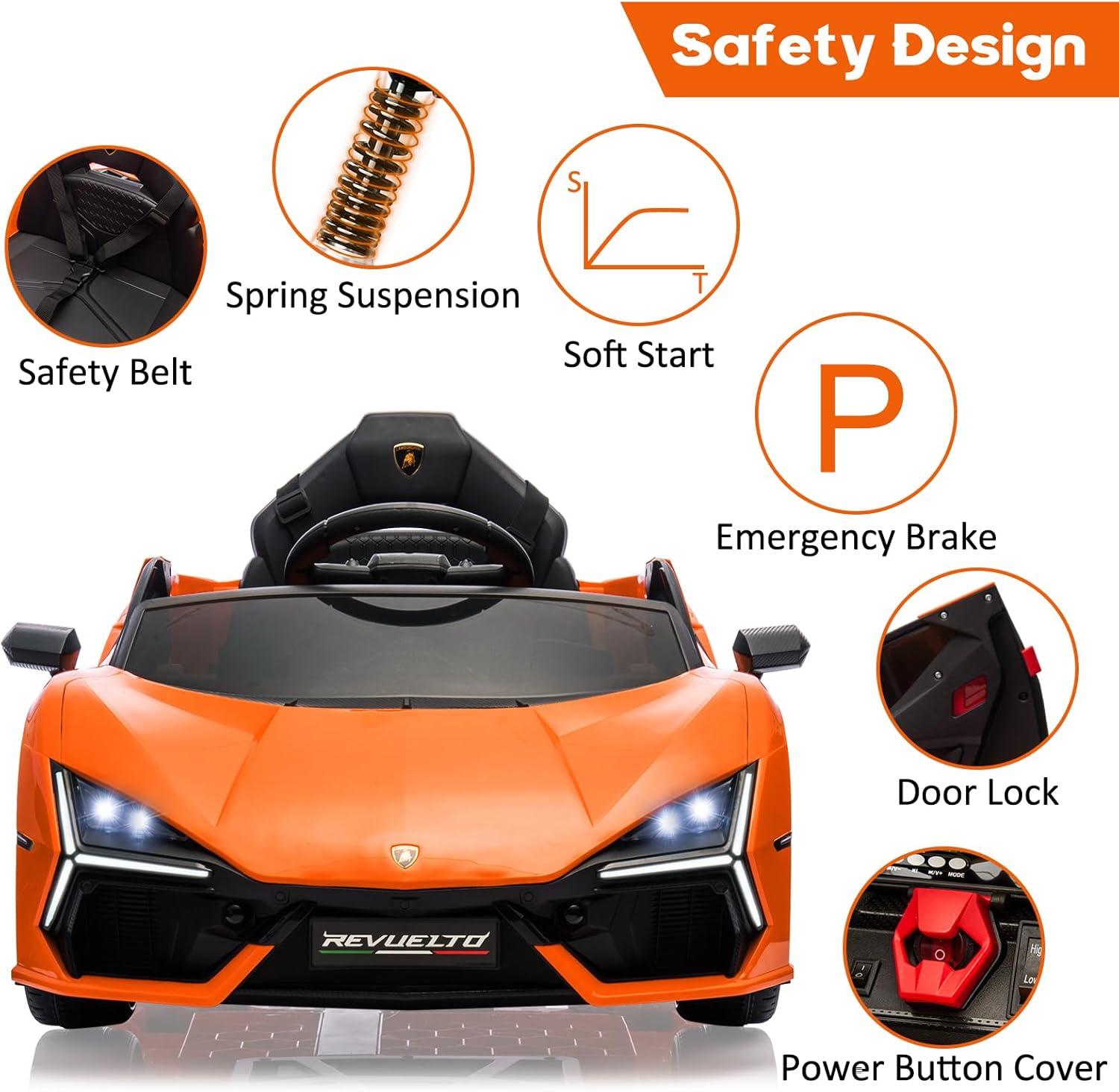 Hetoy 12V Kids Ride On Car, Licensed Lamborghini Revuelto Electric Car For Kids