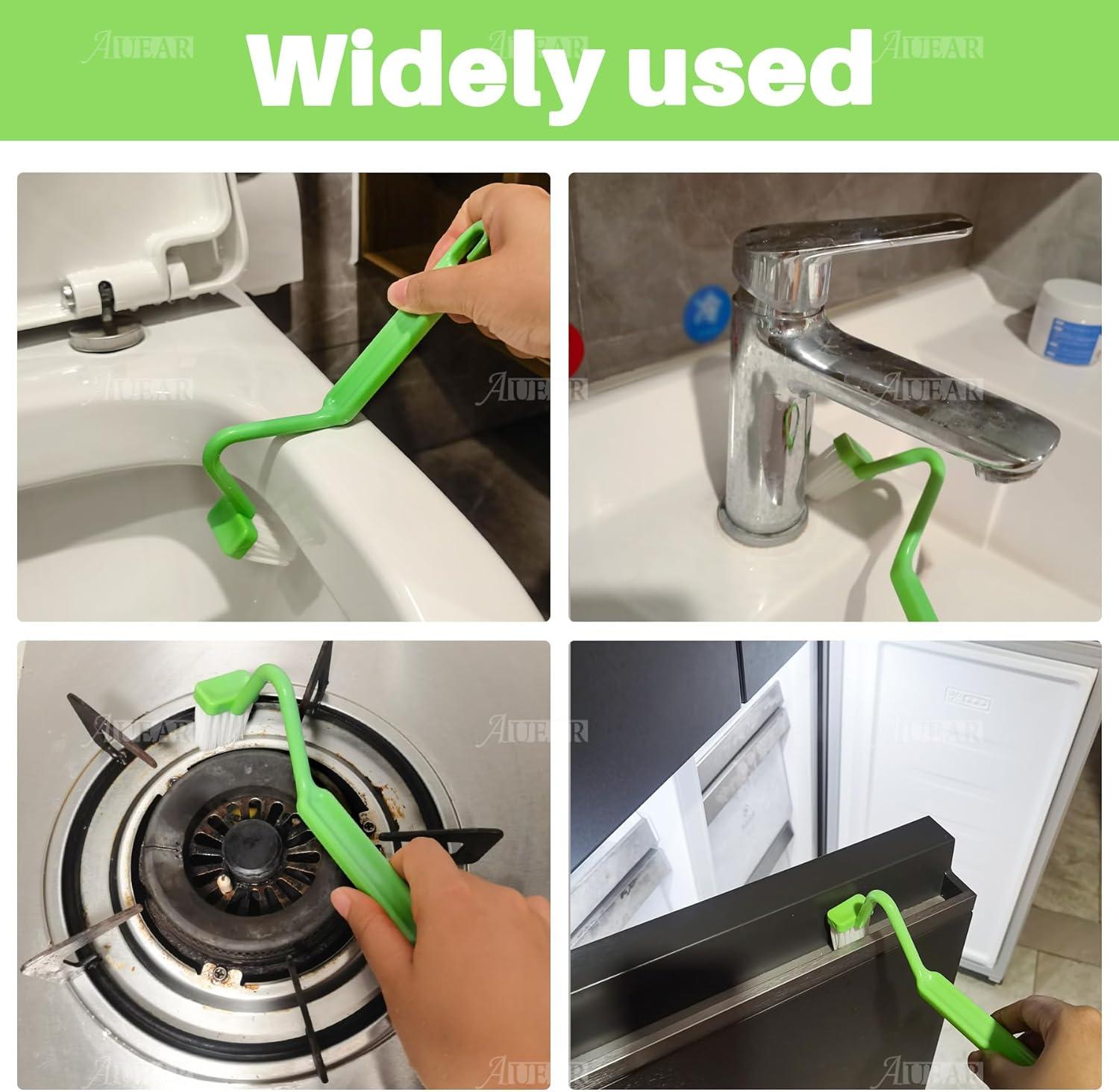 AUEAR, 4 Pack Curved Toilet Brush 8" V Type Plastic Corner Rim Cleaning Edge