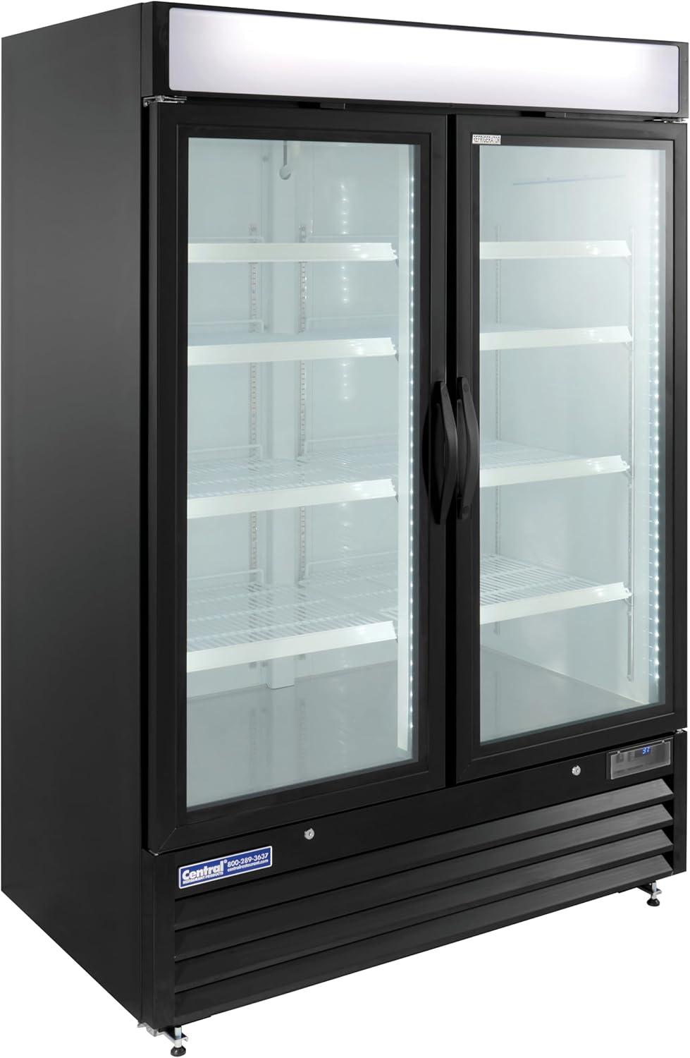 Kratos 54" Black Aluminum Glass Door Merchandiser Refrigerator