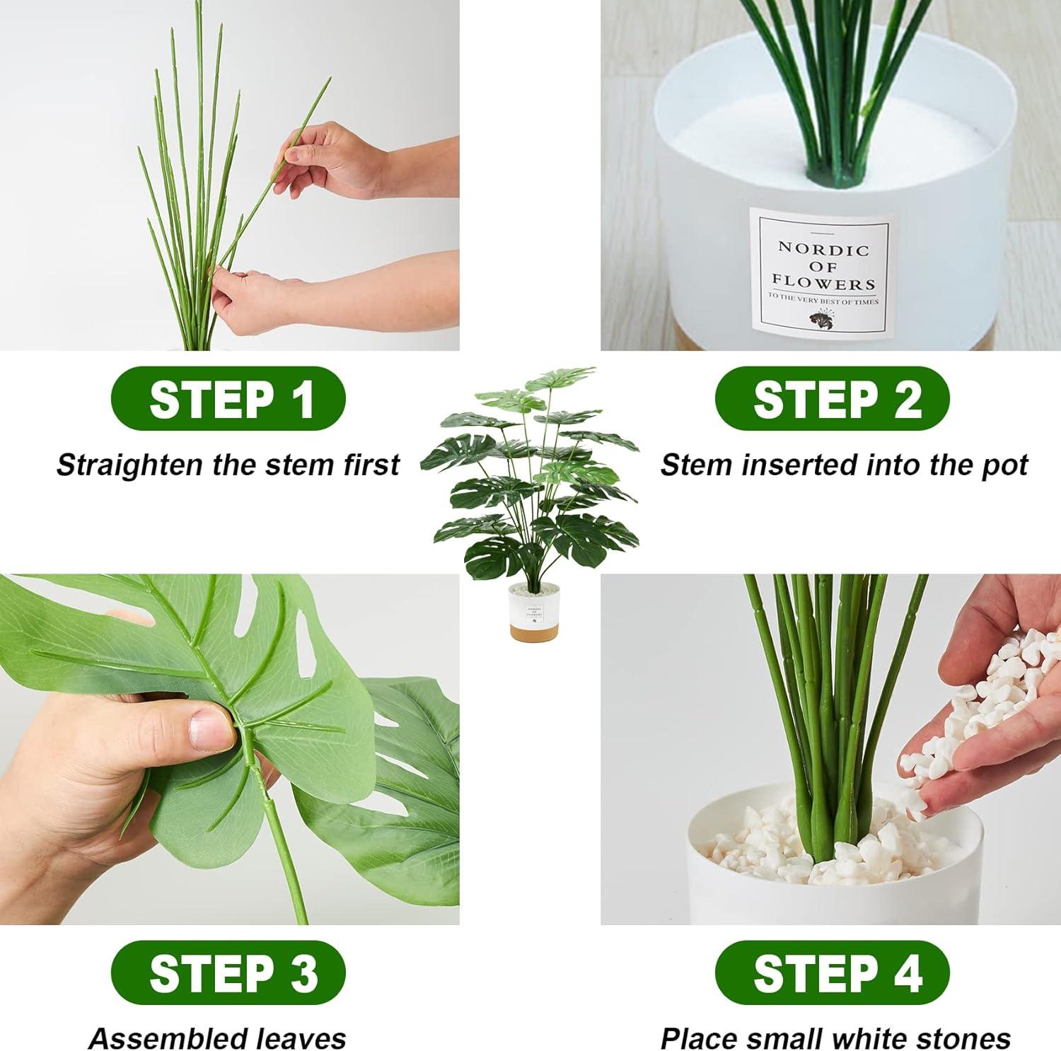 Guheake 26" Fake Plants Large, Tropical Palm Tree Artificial Monstera Faux Plant Tree with Pot for Home Office Living Room Decor Indoor