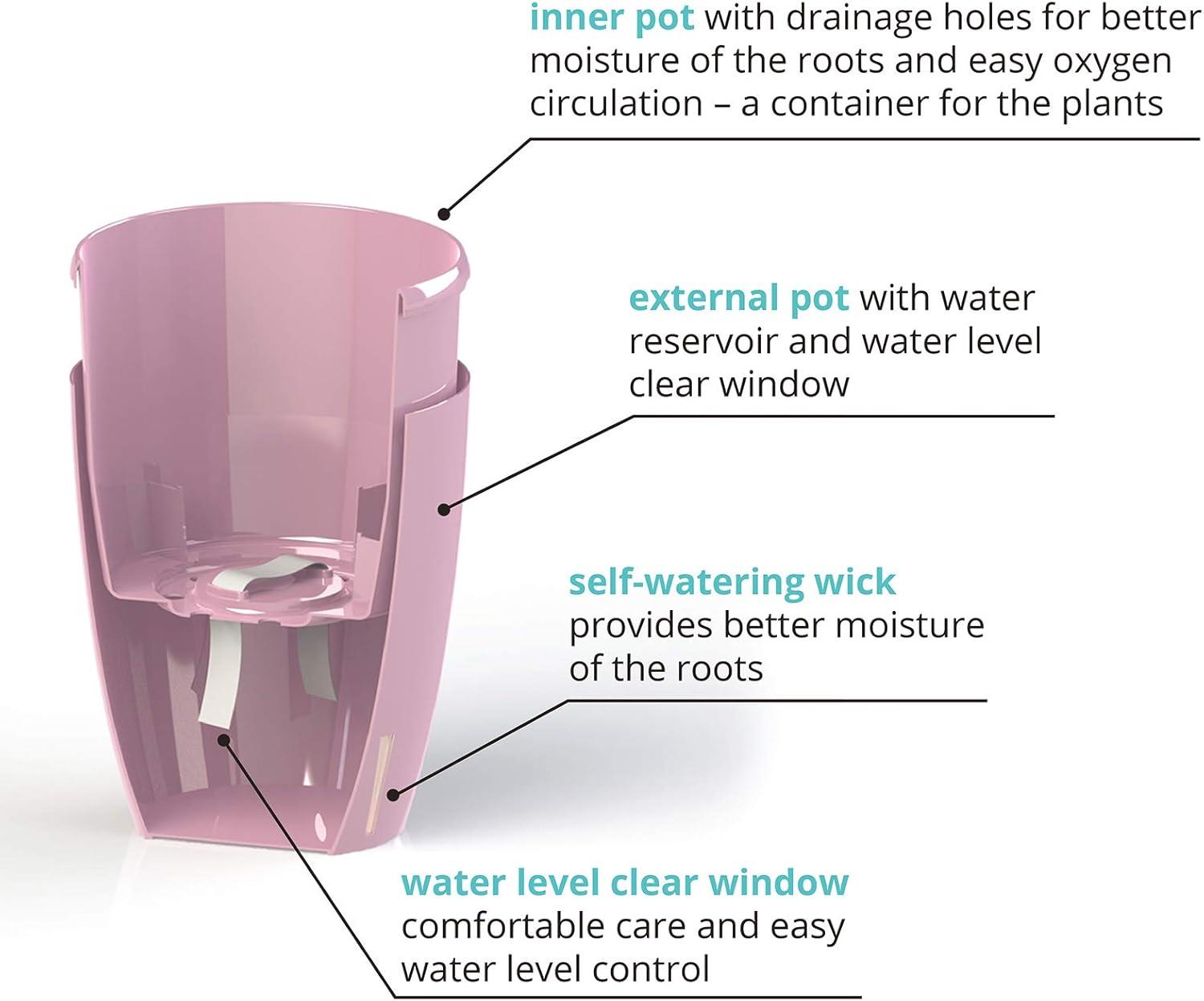 DECOPOTS - Self Watering Orchids Pot - Plant Pots Ideal for Orchid Flower - Drainage and Water Level Indicator - Planter Pot with Self-Watering Feature(5.5 ".9", Blue)