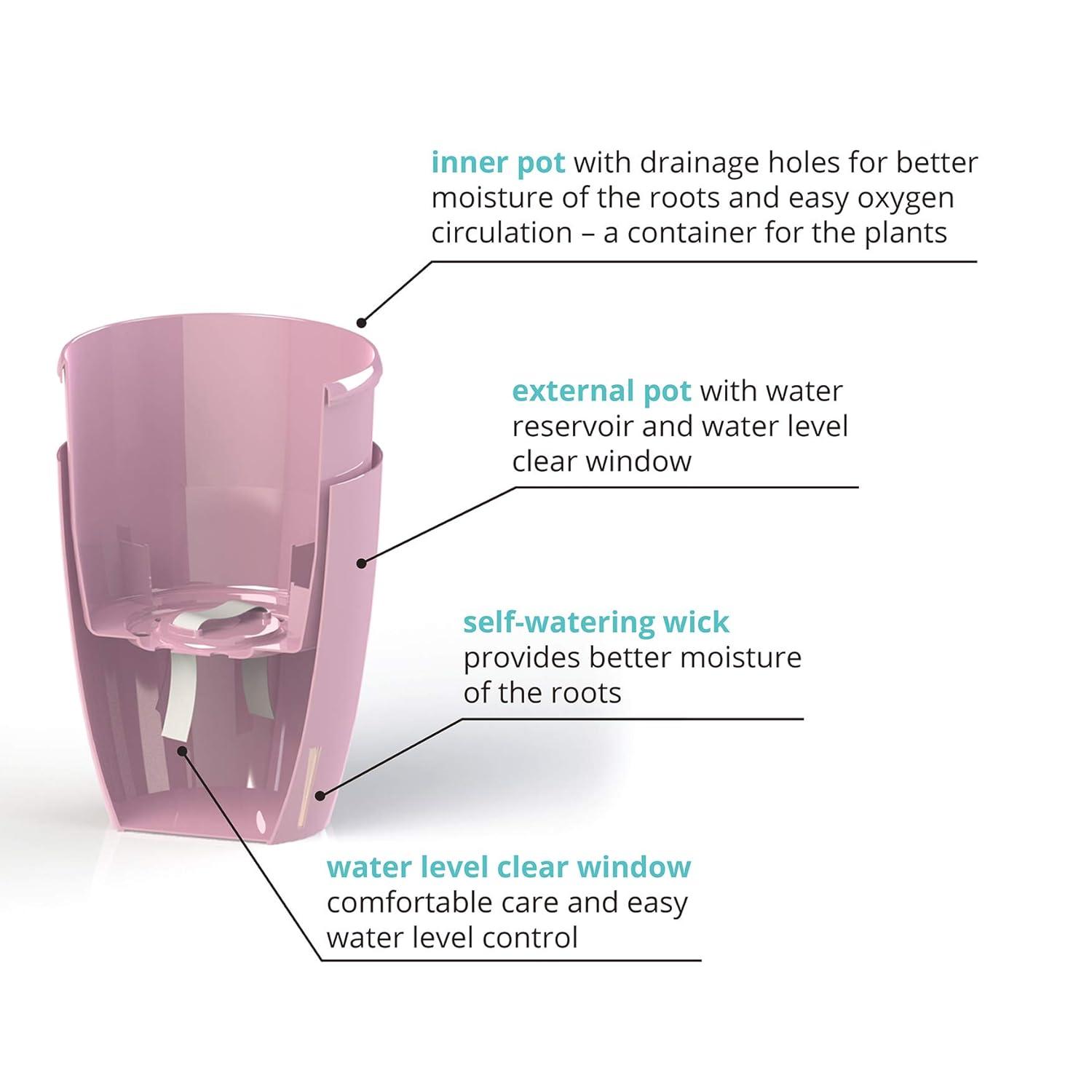 DECOPOTS - Self Watering Orchids Pot - Plant Pots Ideal for Orchid Flower - Drainage and Water Level Indicator - Planter Pot with Self-Watering Feature(5.5 ".9", Blue)