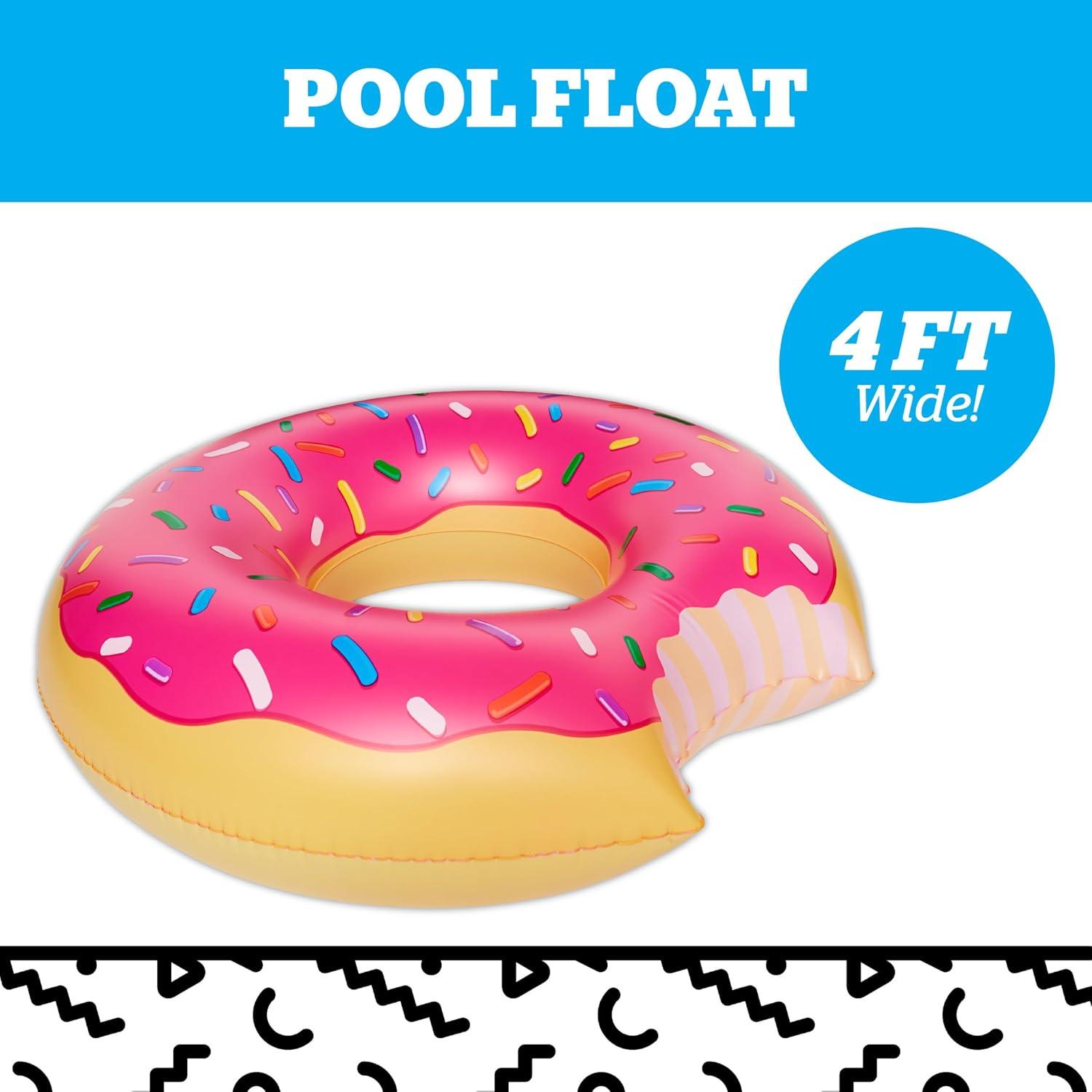BigMouth Inc Gigantic Donut Pool Float, Funny Inflatable Vinyl Summer Pool or Beach Toy, Patch Kit Included