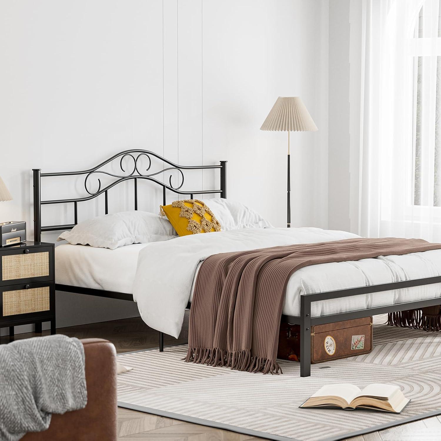 Red Barrel Studio® Anary Metal Headboard, Adjustable Height, Steel Curved Headboard , Farmhouse Scrollwork Design