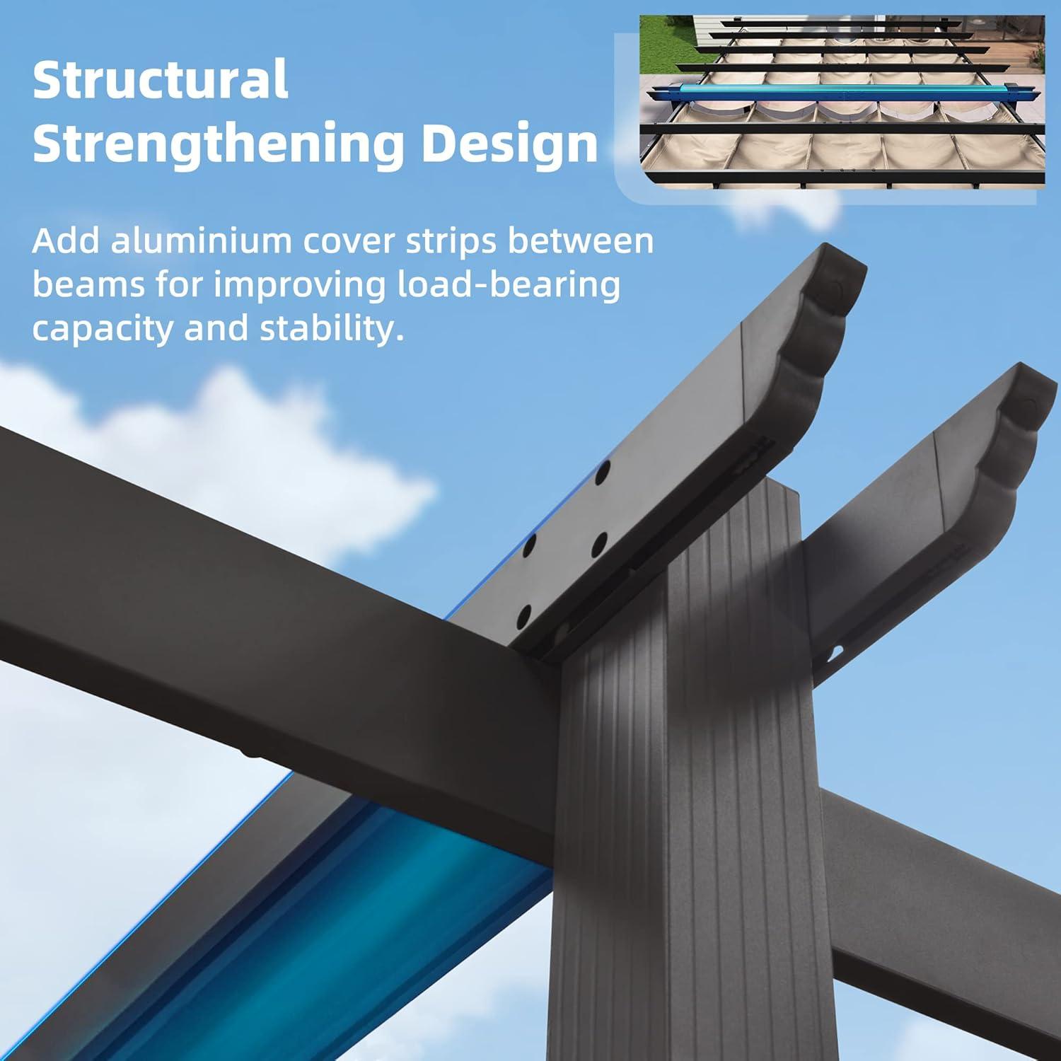 PURPLE LEAF 10' X 18' Outdoor Pergola with Retractable Canopy Aluminum Shelter for Porch Garden Sun Shade Beach Pavilion Grape Trellis Grill Gazebo Modern Backyard Deck Metal Patio Pergola Beige