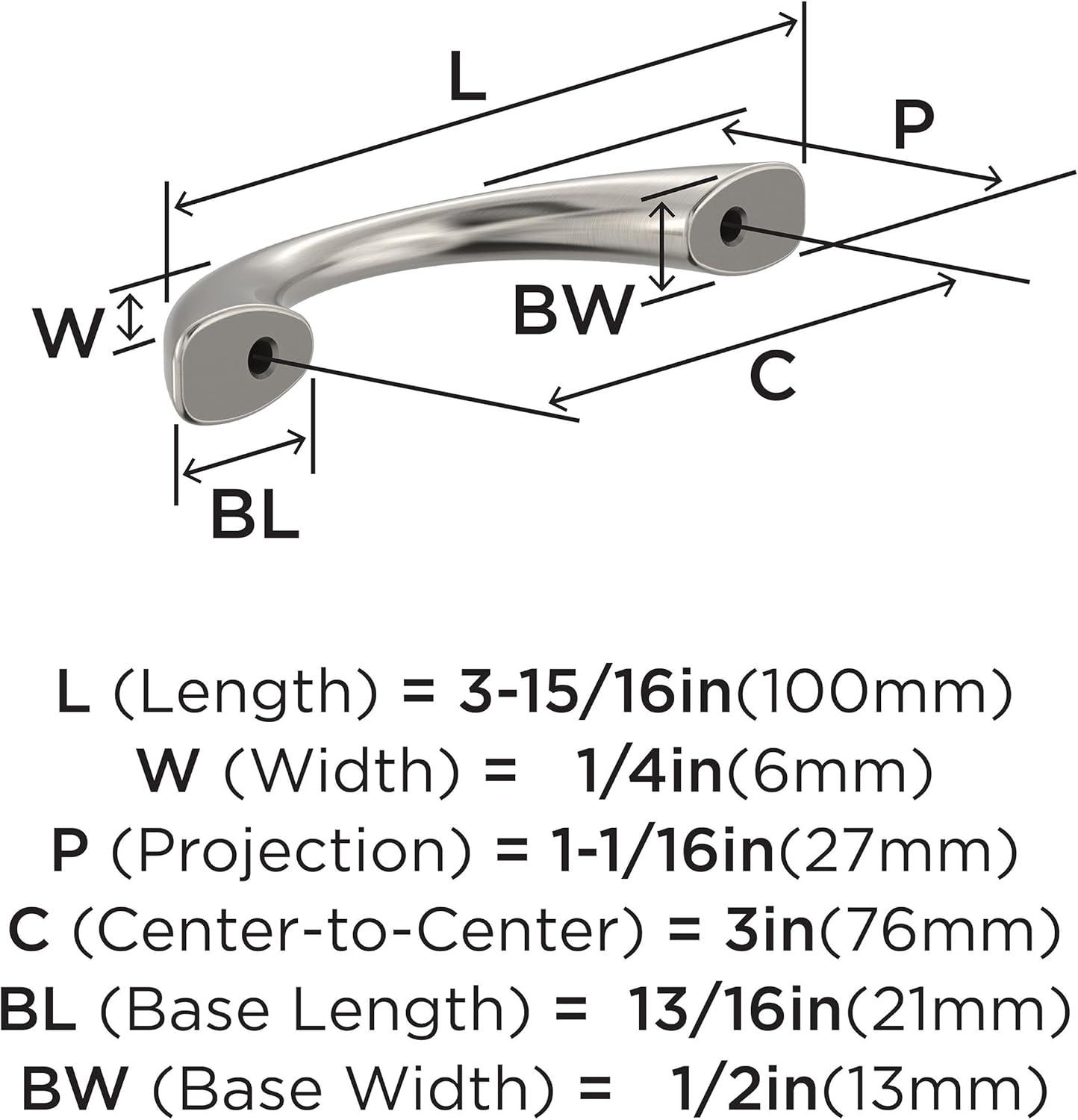 Satin Nickel 3-Inch Brushed Cabinet Pull with Mounting Hardware