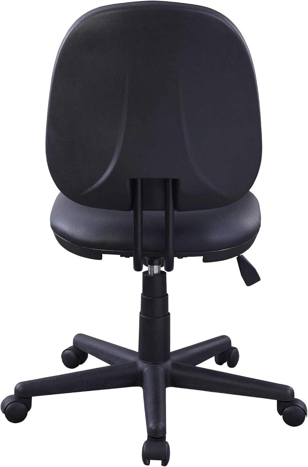 Modern Black Vinyl Task Chair with Contoured Comfort