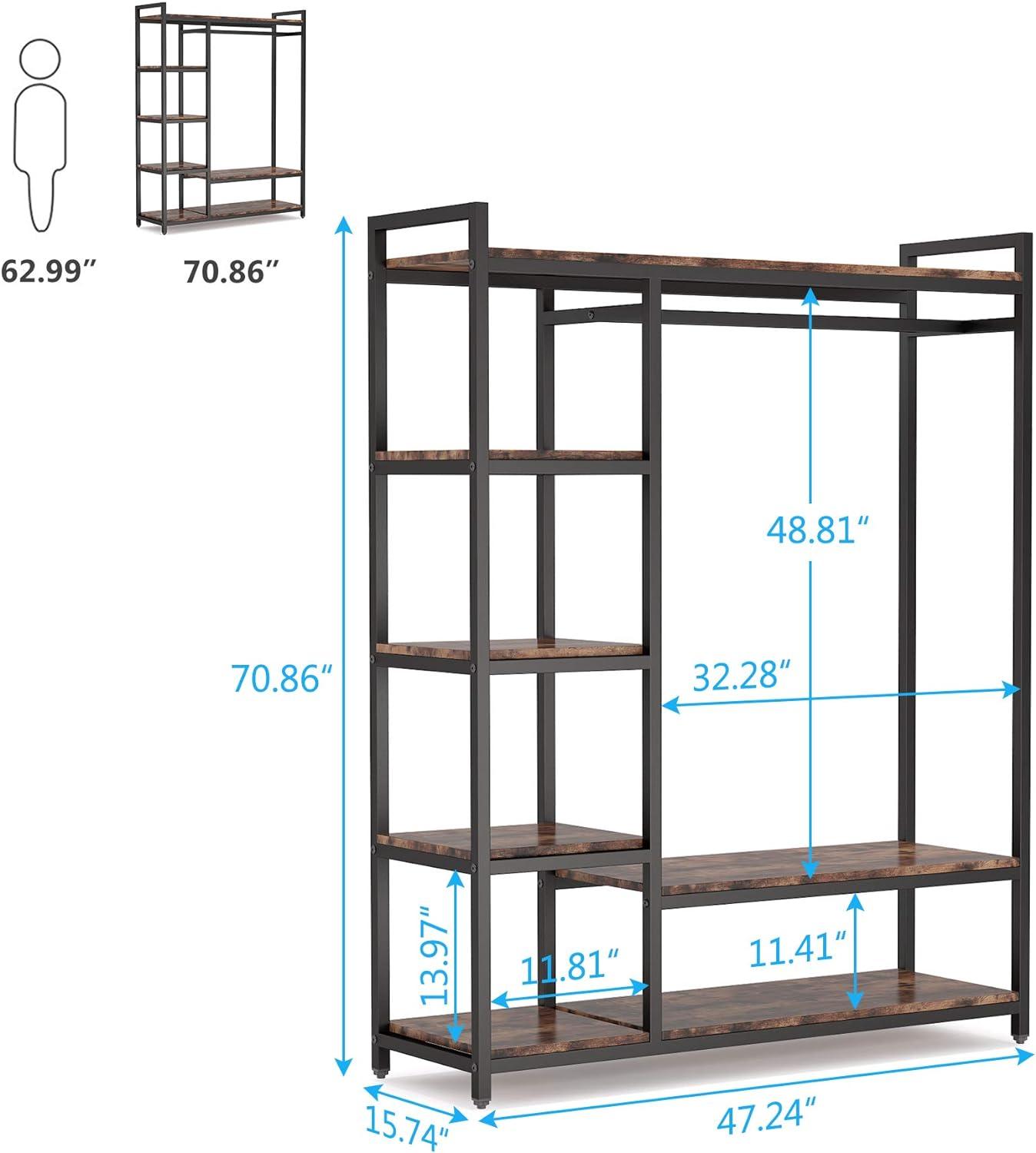 Tribesigns Free-standing Closet Organizer Garment Rack with 6 Storage Shelves and Hanging Bar