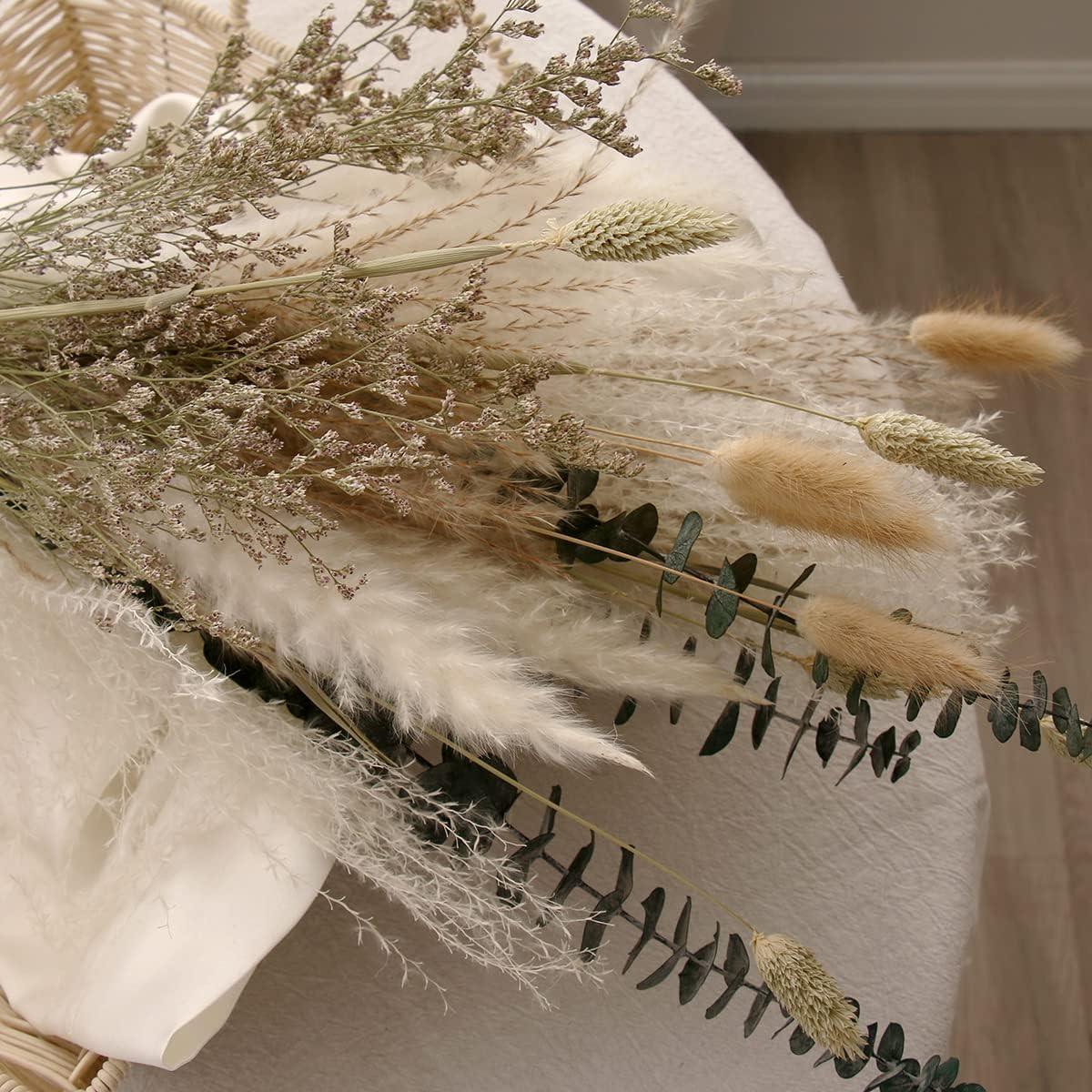 Natural 17" Beige and Green Dried Floral Arrangement
