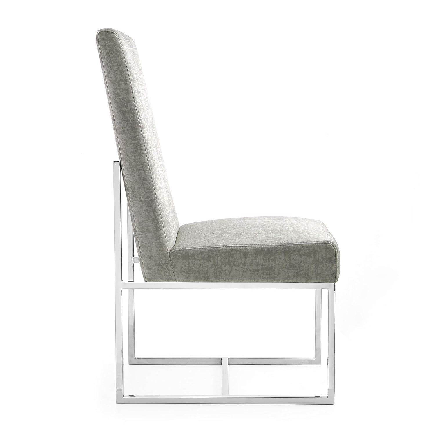 Element Velvet Dining Chair Steel - Manhattan Comfort: High-Back, Armless, Stainless Steel Base