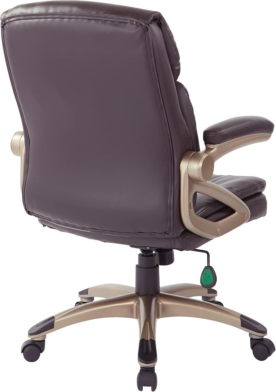 Executive Low Back Chair in Espresso Bonded Leather with Cocoa Accents