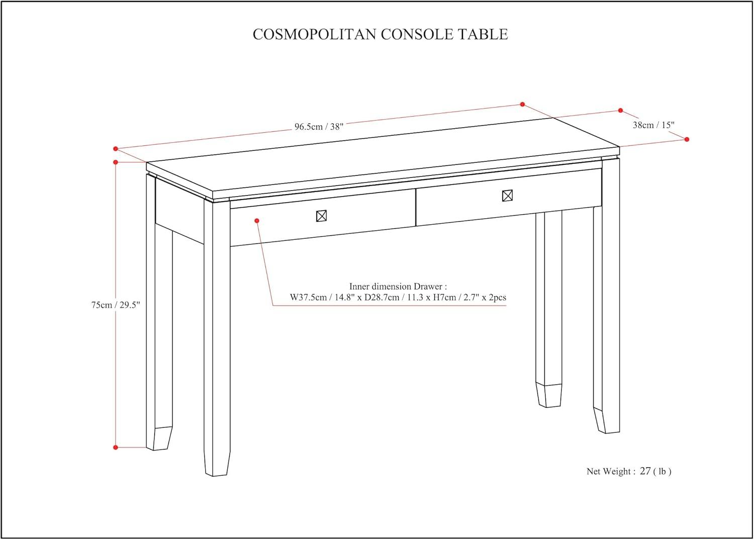 Simpli Home Cosmopolitan Console Sofa Table