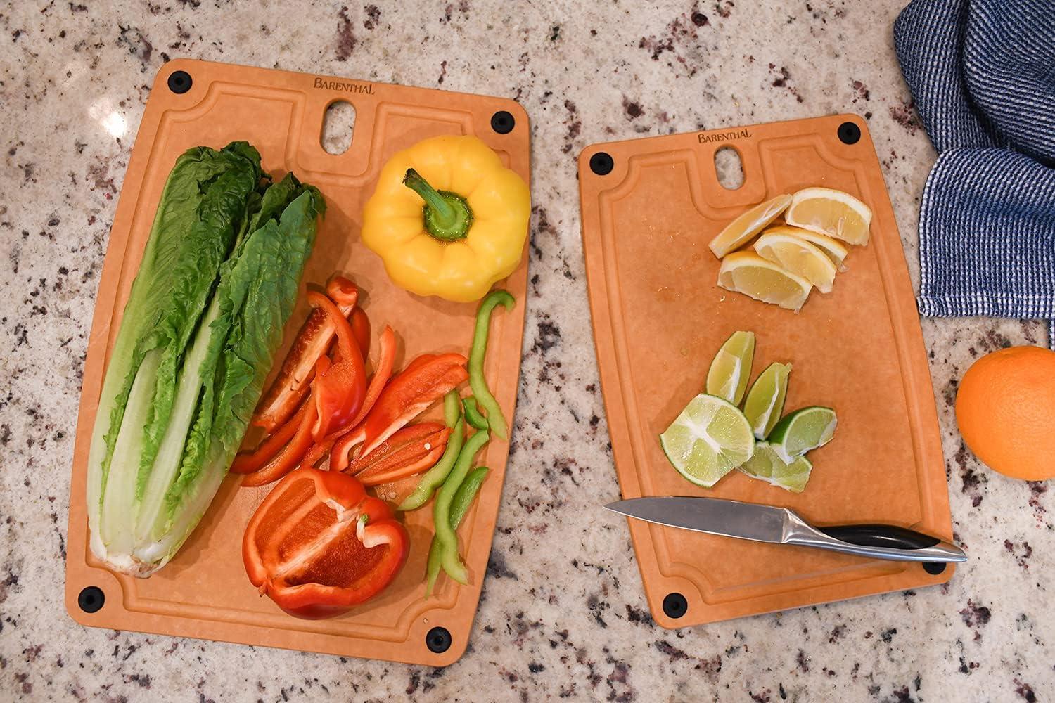 2-pc. Eco-Friendly Composite Reversible Cutting Board Set with Handles, Chopping Board with Juice Grooves - BPA-Free, Non-Porous, and Durable - Ideal for Fruits, Vegetables, Cheeses, and Meats - USA S