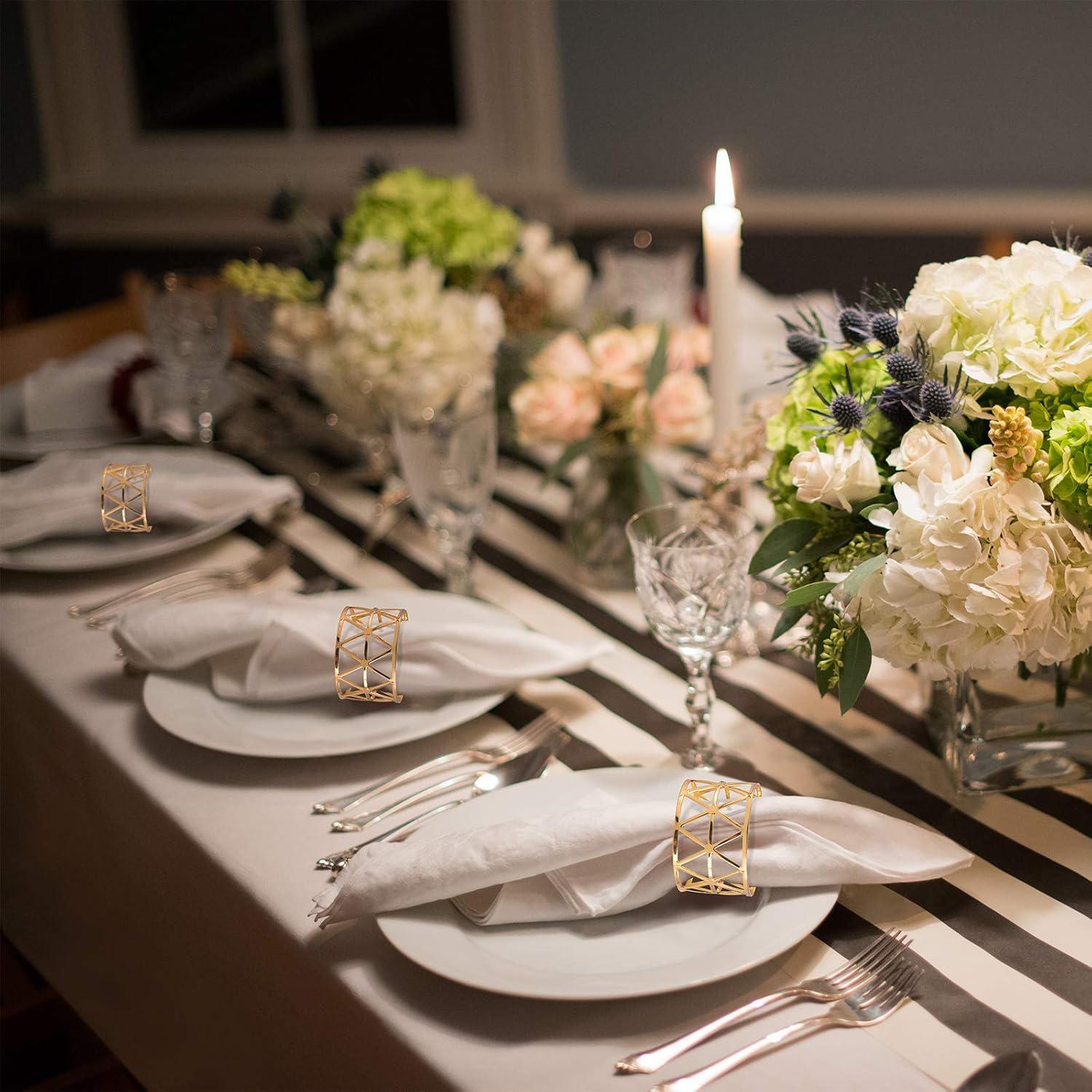 12PCS – Napkin Rings, Gold Napkin Rings Set of 12, Holiday Napkin Holders for Dining, Anniversary, Birthday, Christmas, Easter, Fall, Halloween, Thanksgiving, Party of Table Setting