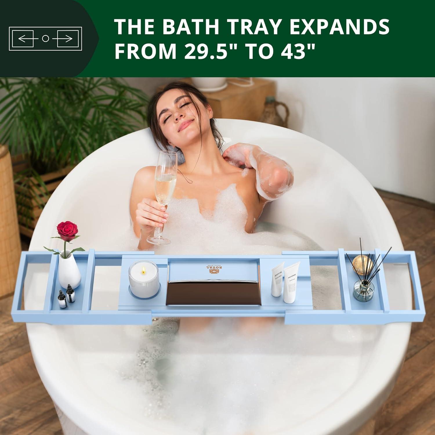 Royal Craft Wood Bathtub Caddy Tray (Blue)