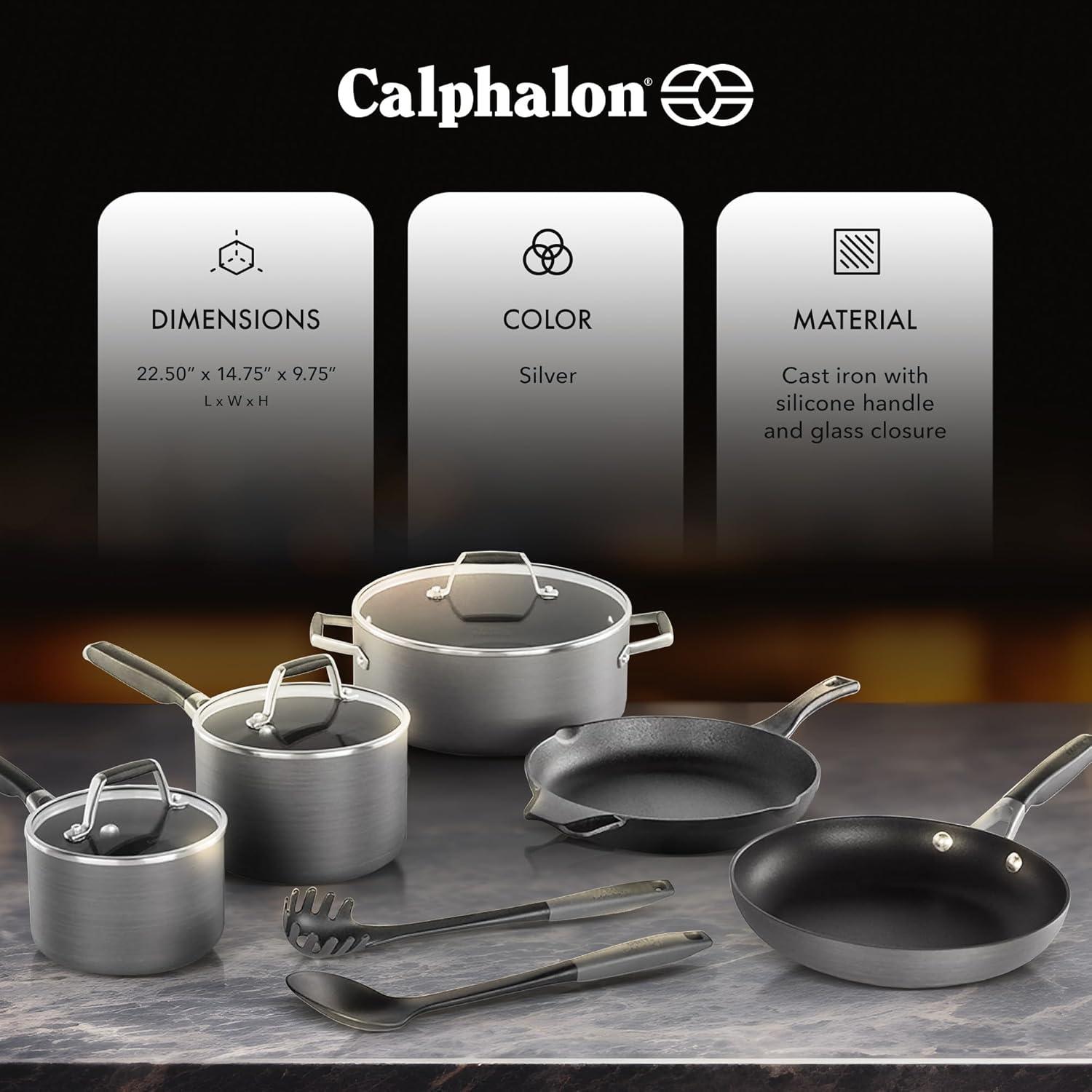 Calphalon Select Classic Hard Water Based Anodized Nonstick Versatile 10 Piece Pots and Pans Cookware Set with AquaShield Nonstick Technology