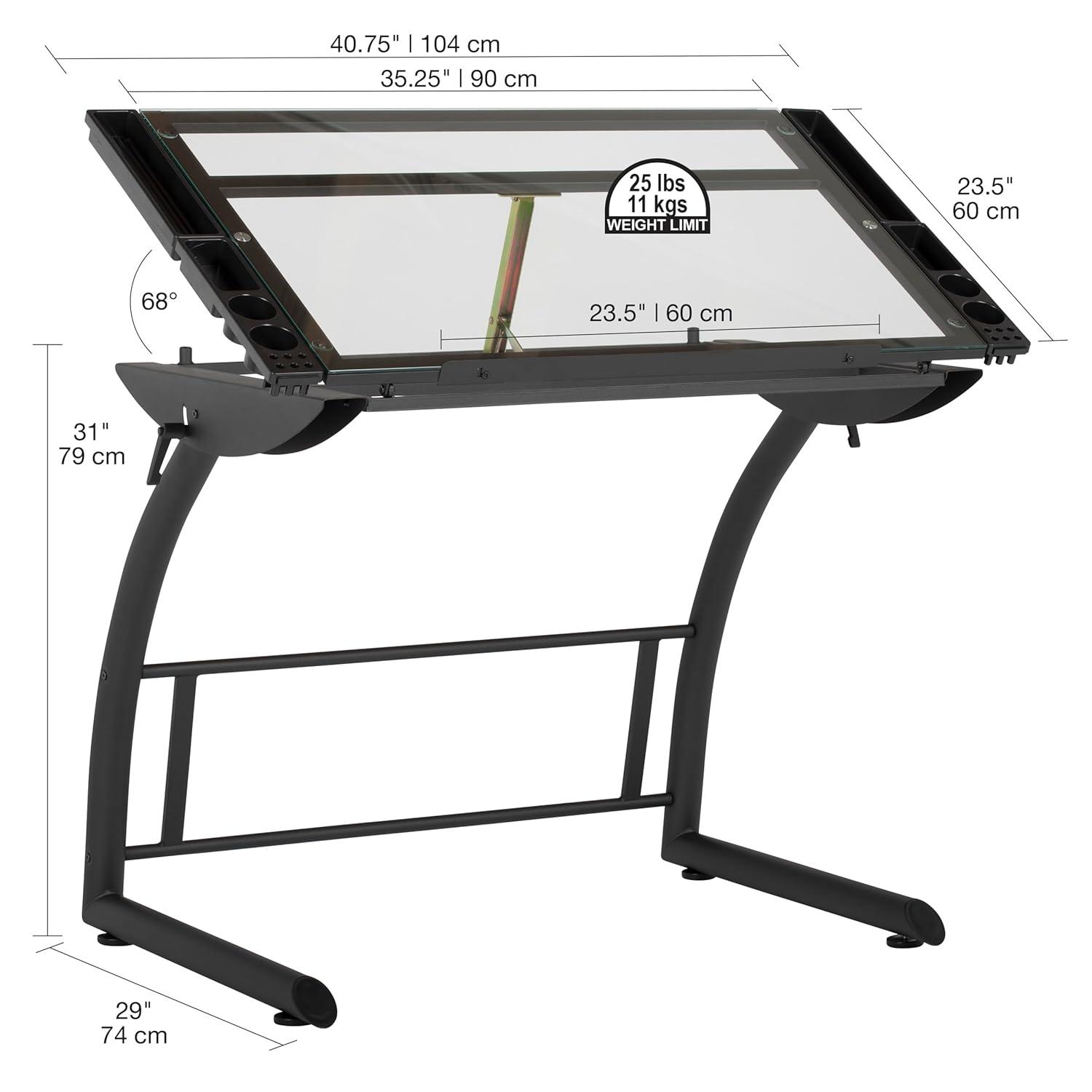 Inbox Zero Cournoyer Glass Drafting Table