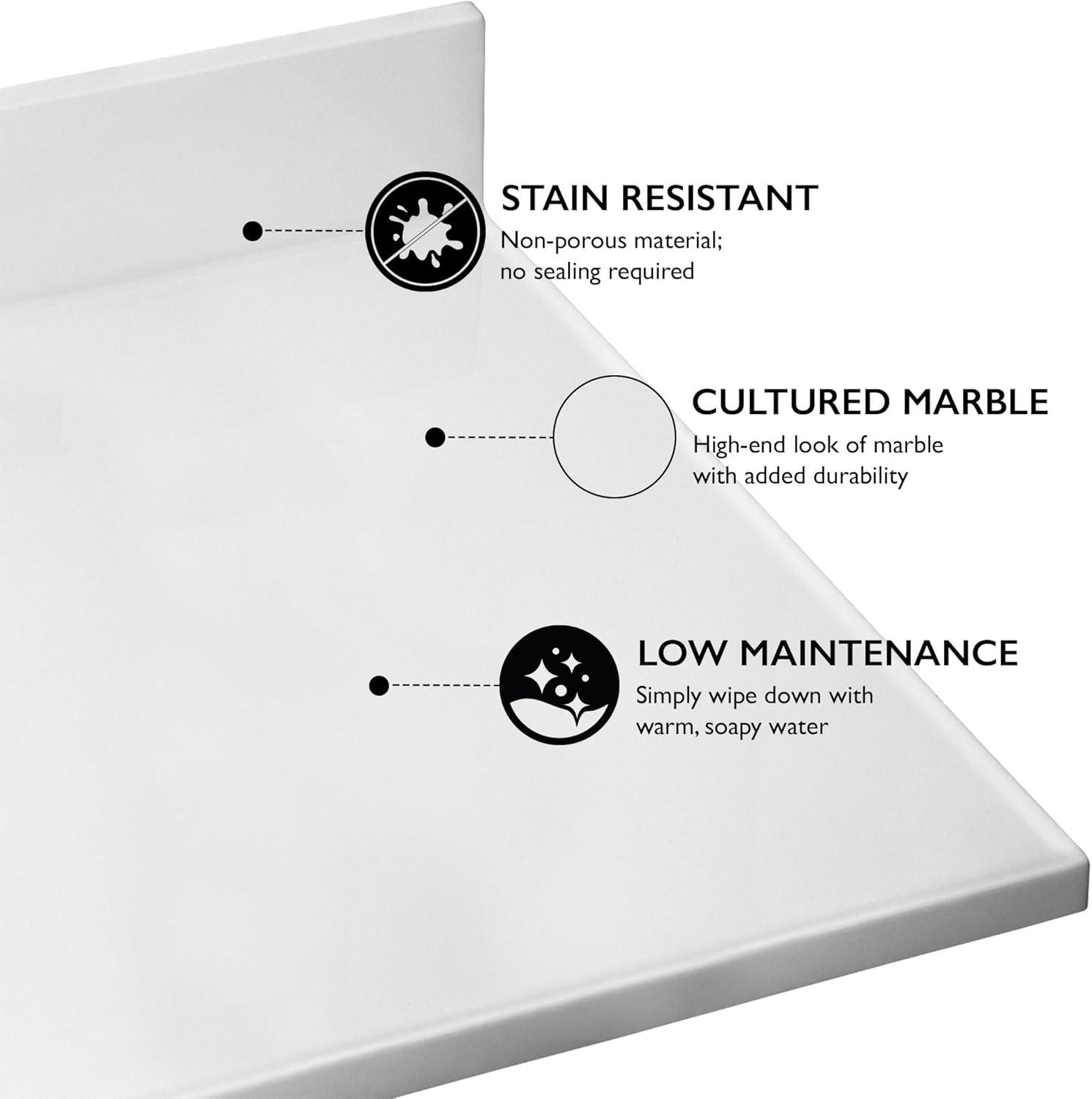 Design House  Cultured Marble Vanity Top in Solid White, 49-Inch x 22-Inch