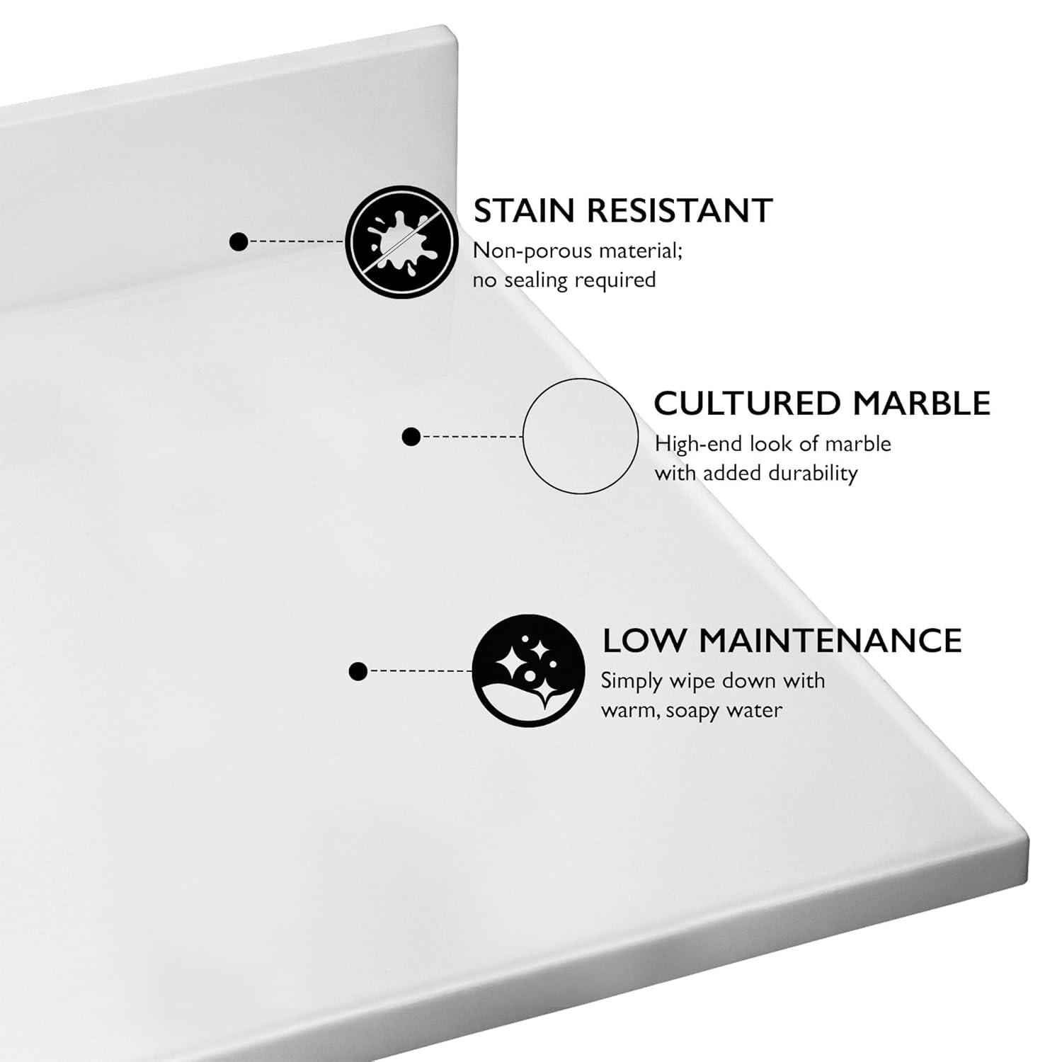 Design House  Cultured Marble Vanity Top in Solid White, 49-Inch x 22-Inch