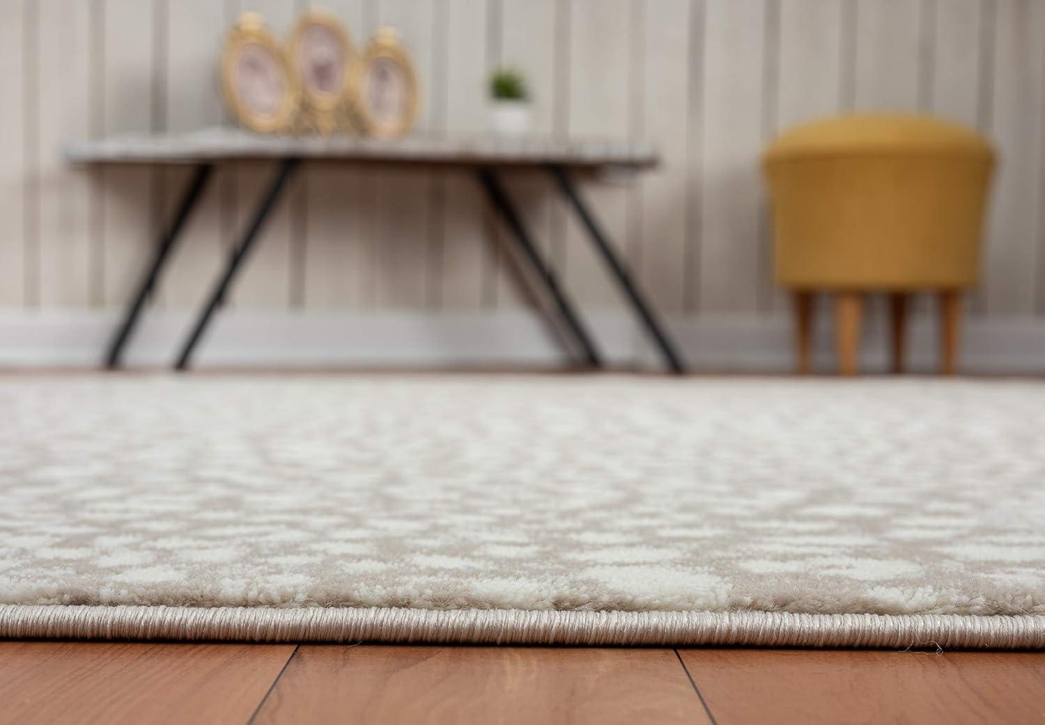 Ivory Elegance 6' x 9' Synthetic Stain-Resistant Area Rug